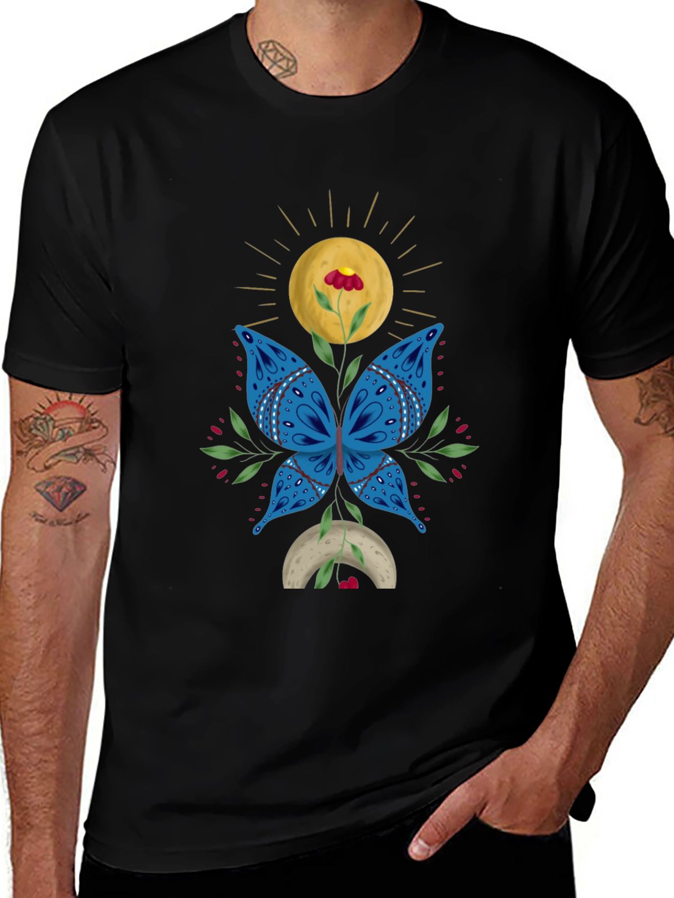Variant 26 of Butterfly Flower Graphic Tee - Modern Artistic Design