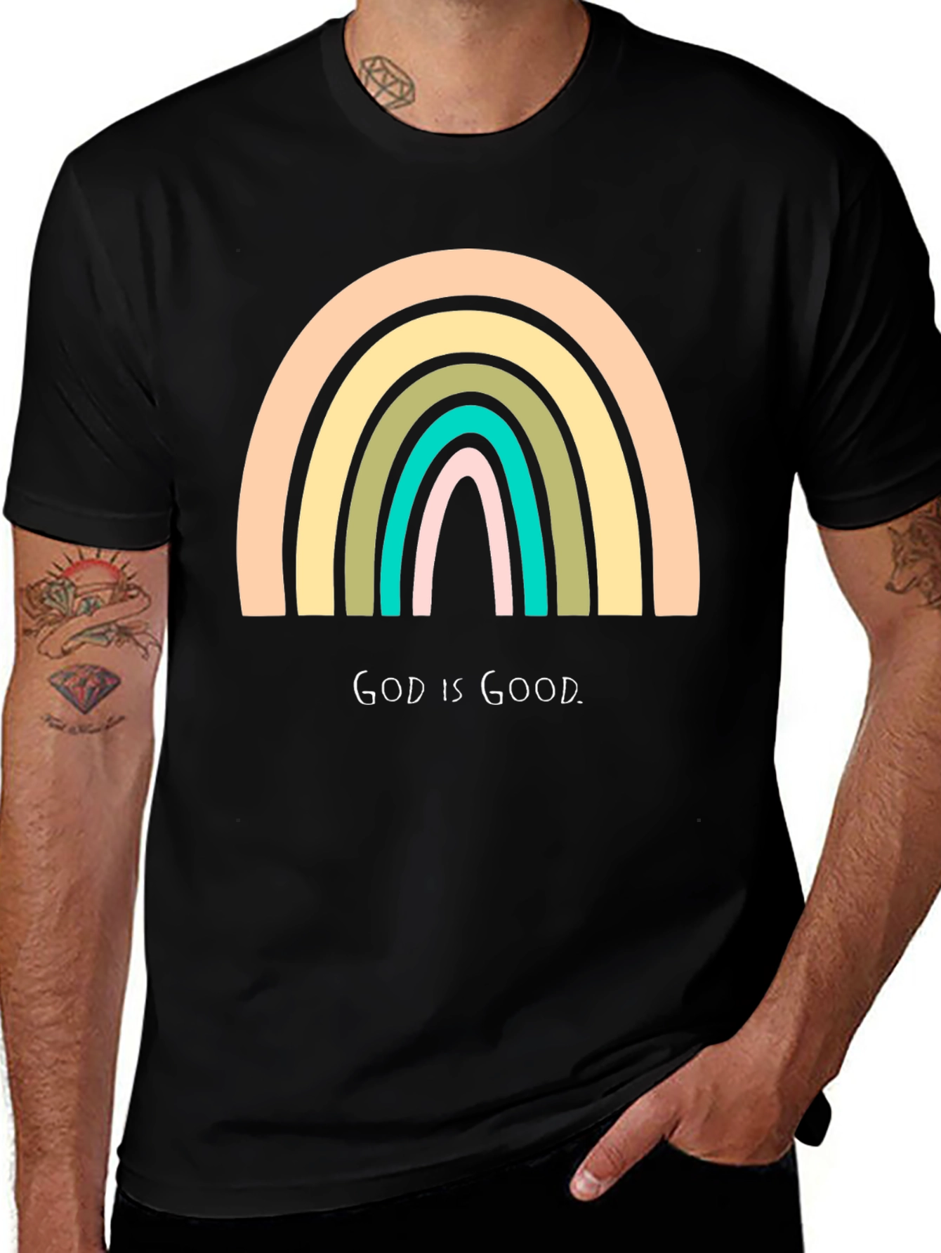 Variant 17 of God is Good Rainbow Graphic Tee - Trendy Religious Shirt