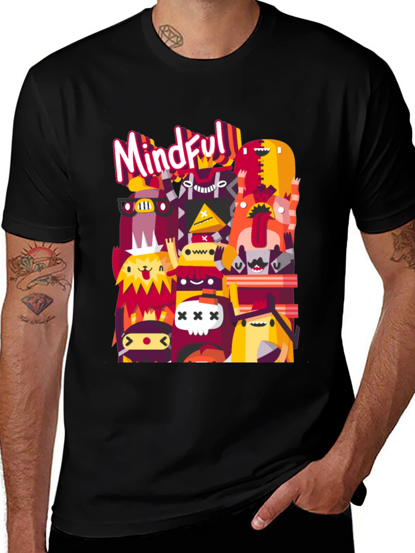 Variant 21 of Mindful Monsters Graphic Tee - Black