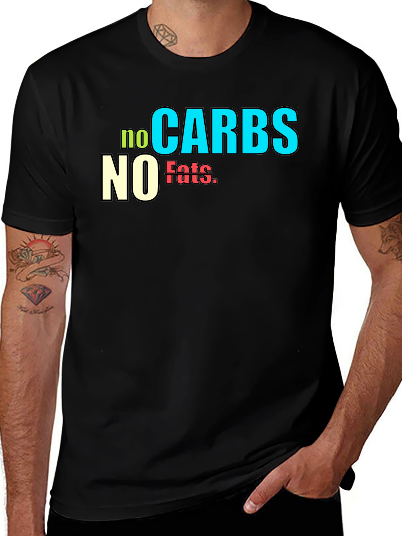No Carbs No Fats Black Graphic T-Shirt