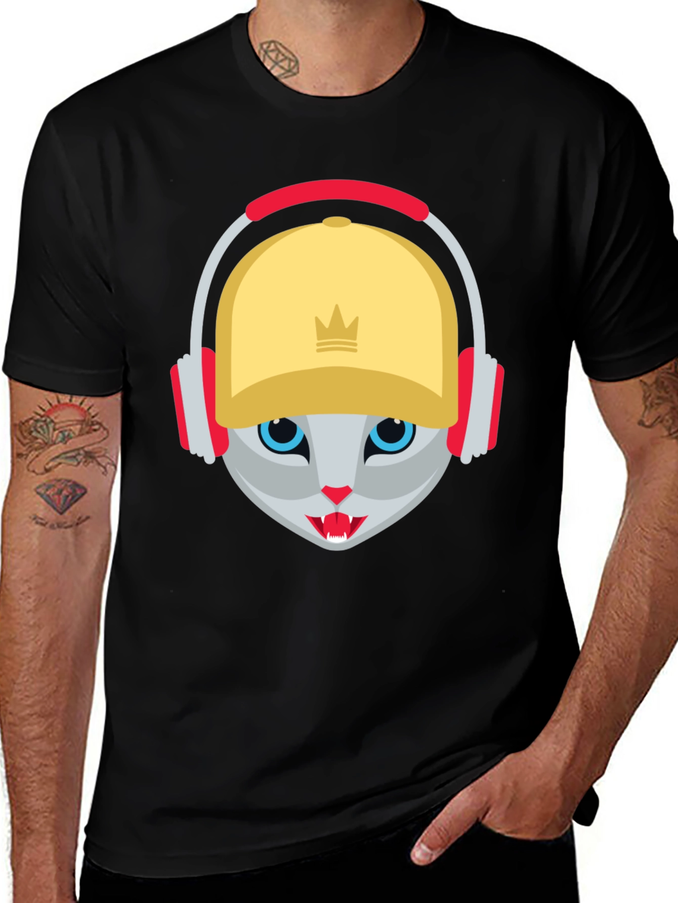 Variant 8 of Cool Cat DJ Graphic T-Shirt - Street Style Tee