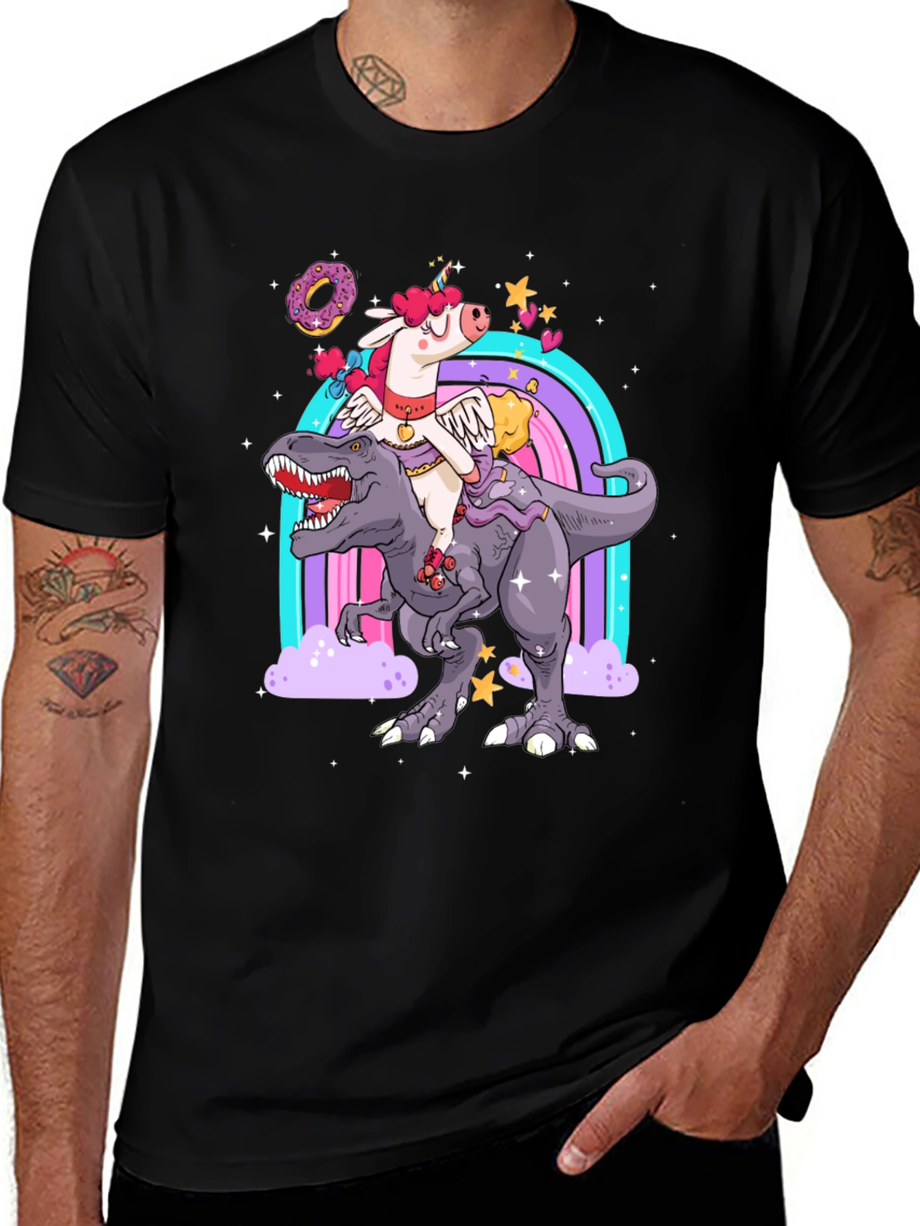 Variant 8 of Unicorn Dinosaur Rainbow Graphic Tee