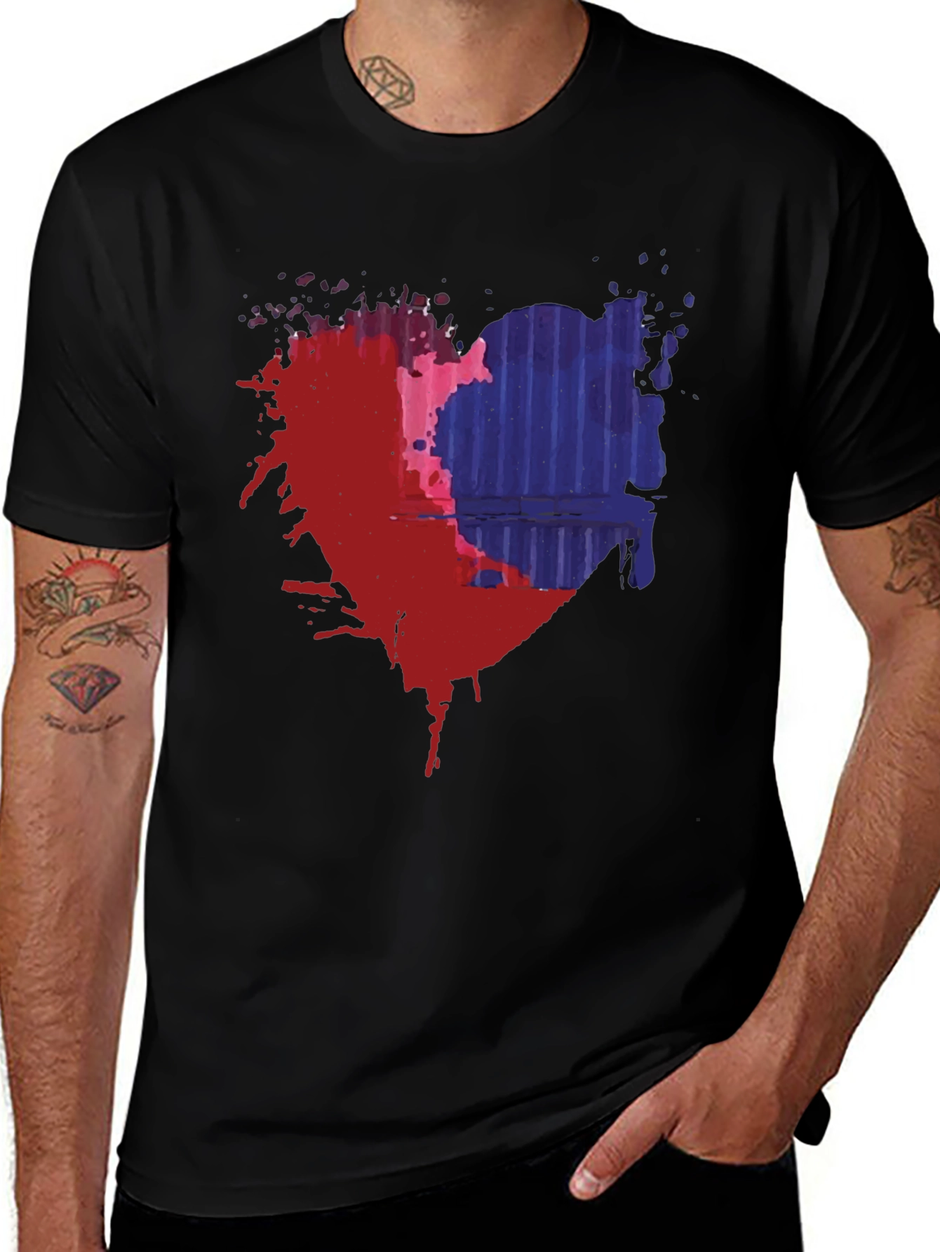 Variant 23 of Heart Graphic Men's Black T-Shirt