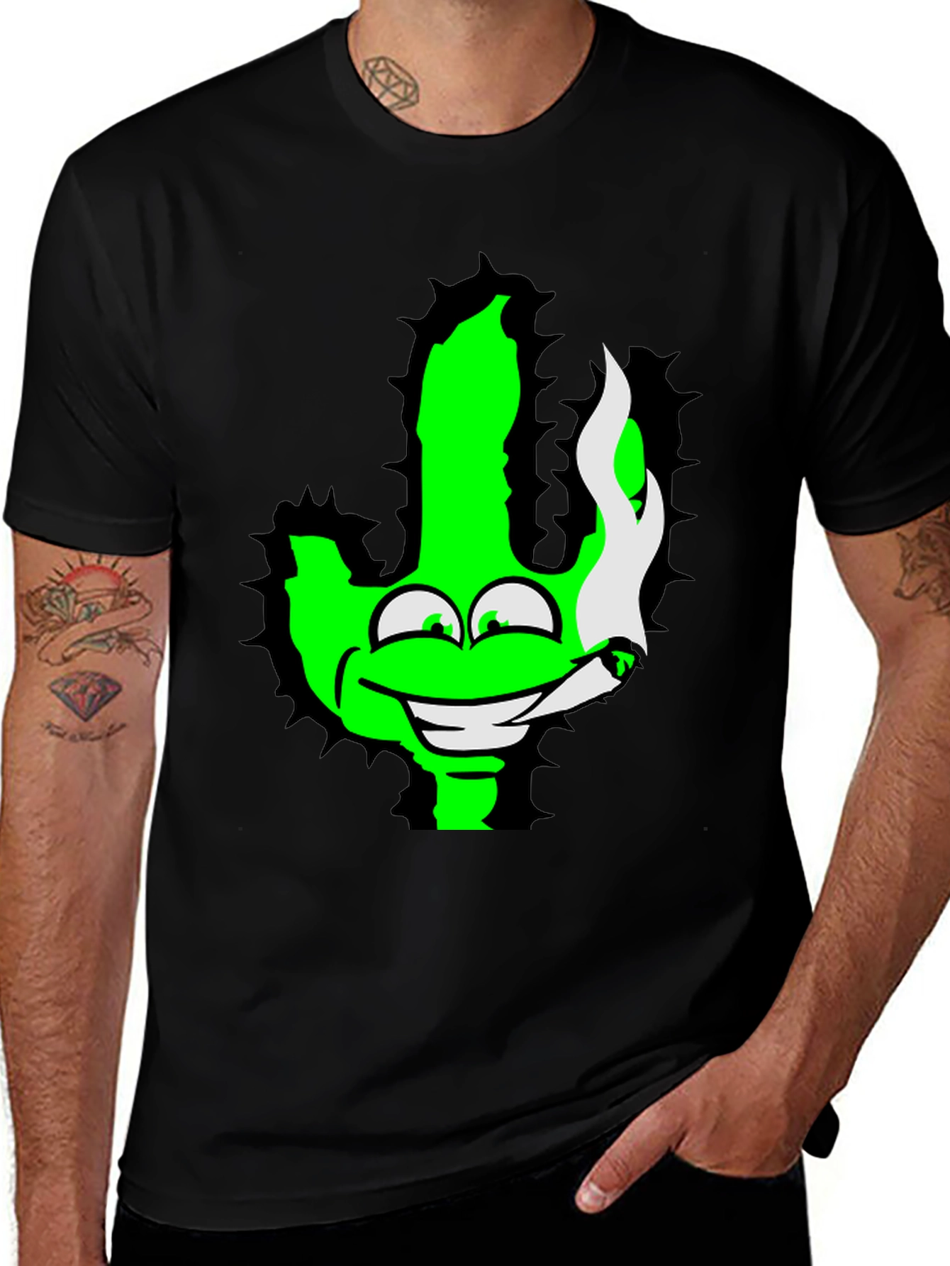 Variant 22 of Green Cactus Cartoon Graphic Novelty T-Shirt