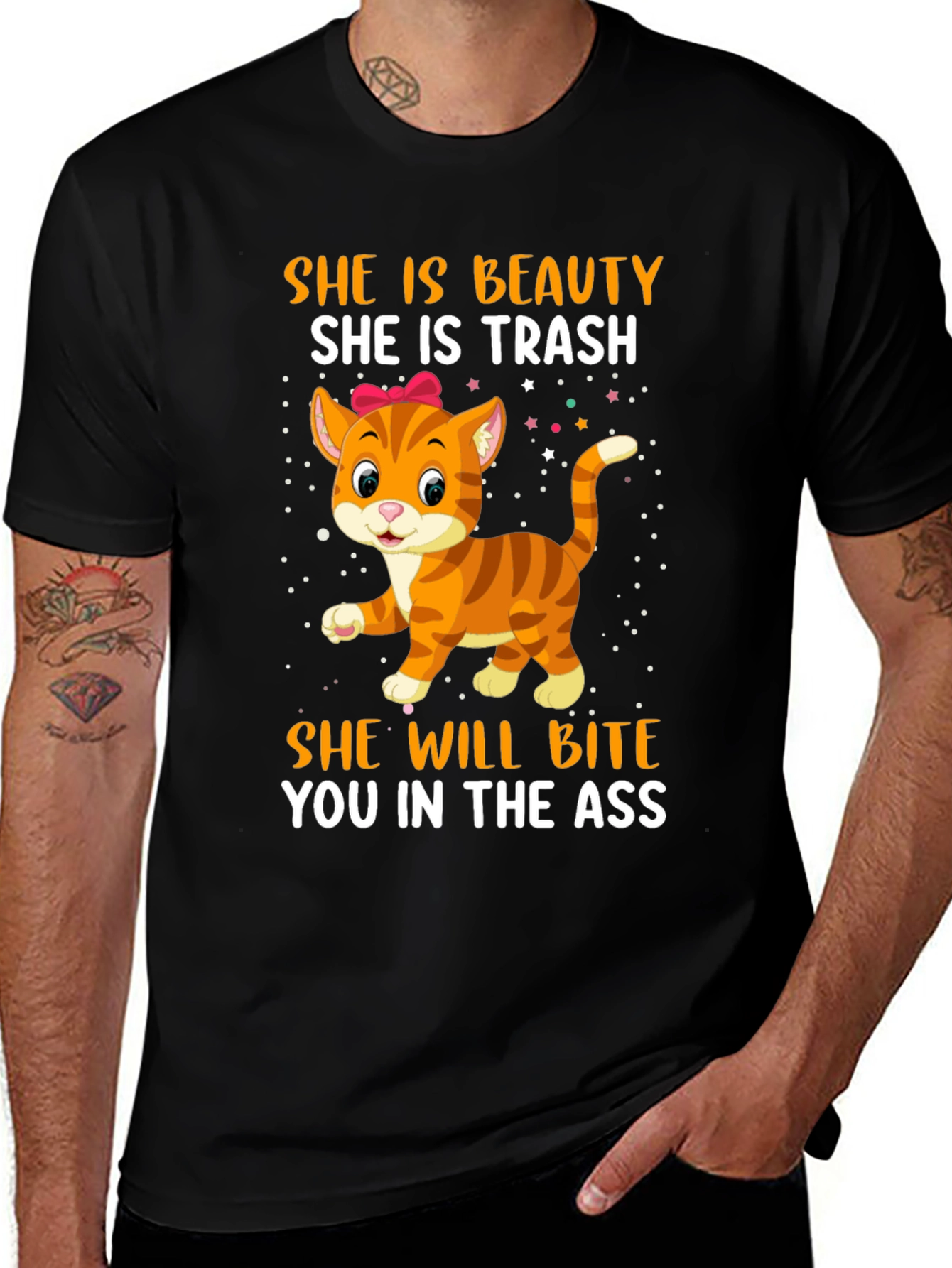 Variant 19 of She is Beauty Cat Graphic T-Shirt - Funny Pet Lover Tee
