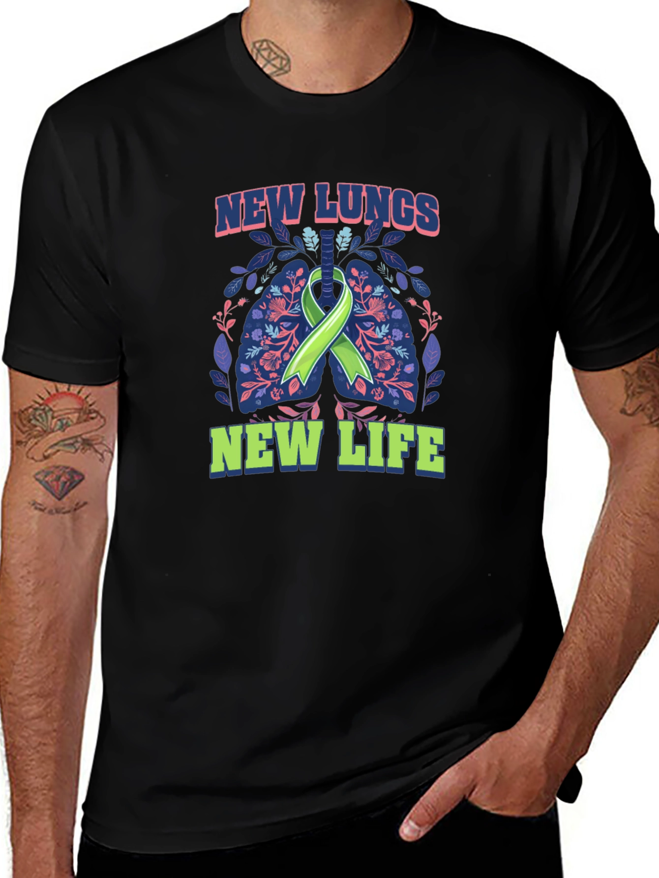 Variant 4 of New Lungs New Life T-Shirt Lung Transplant Tee
