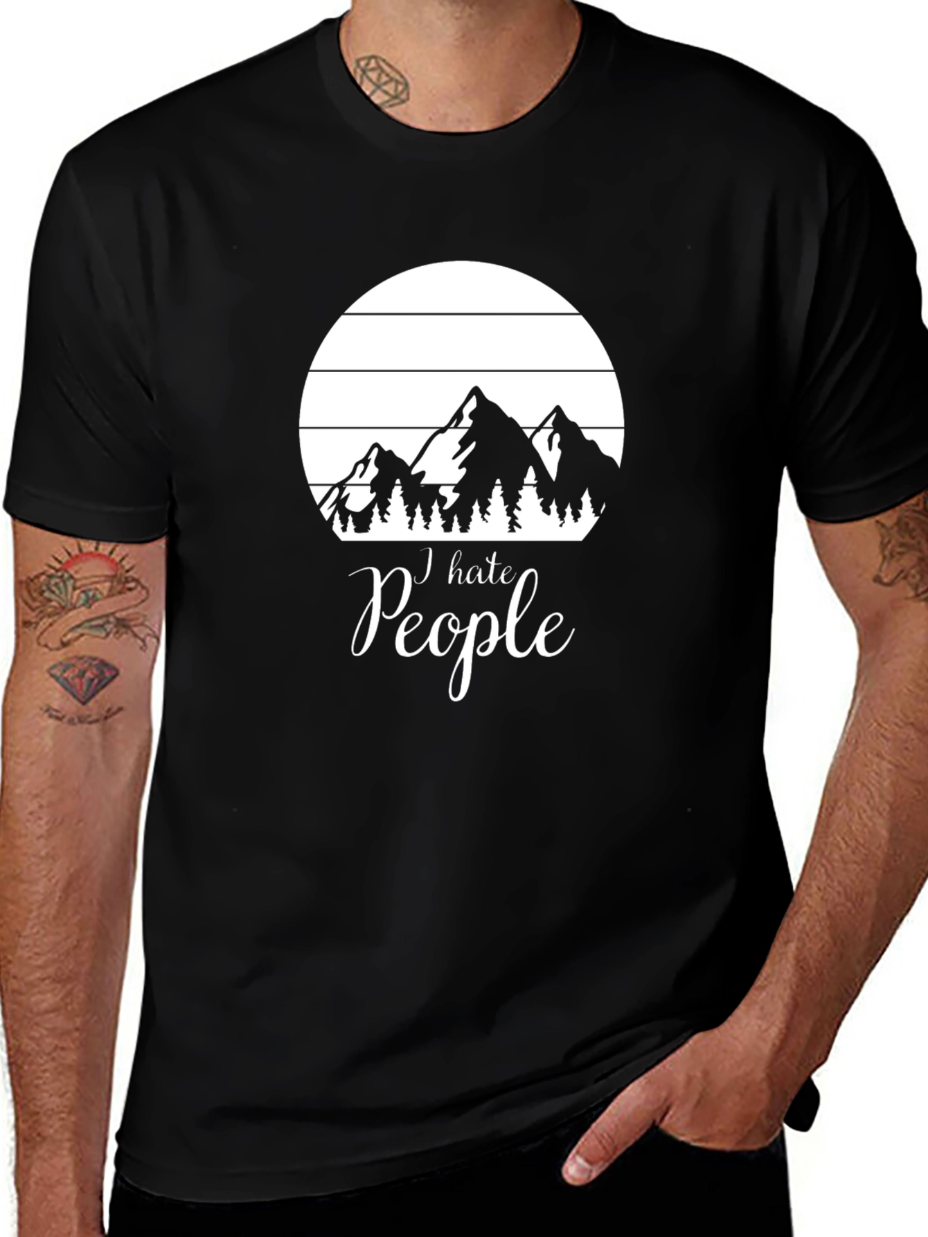 Variant 26 of I Hate People Mountain Graphic T-Shirt - Unisex Black Tee