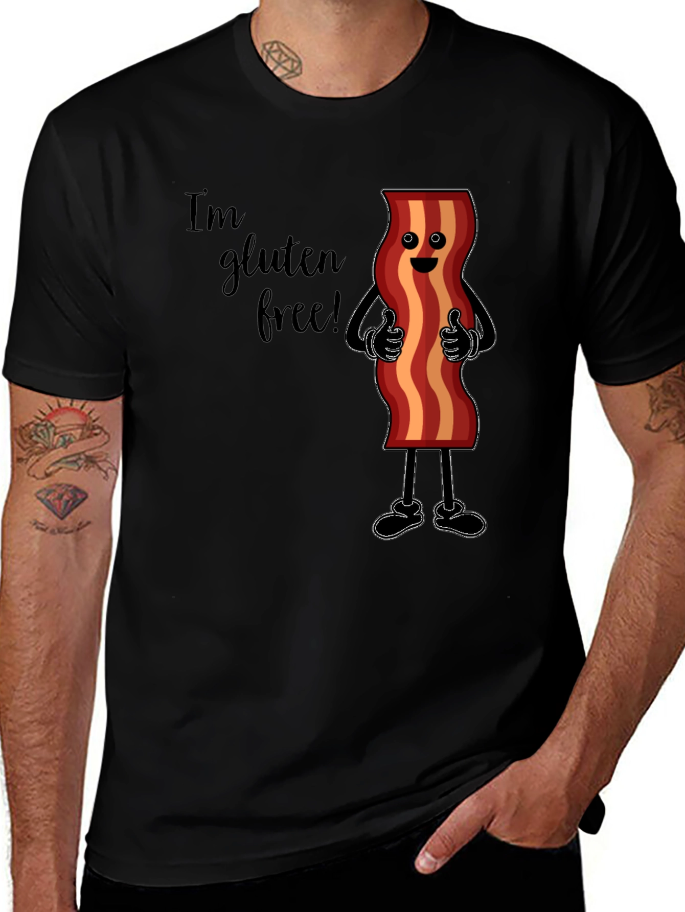 Variant 27 of Gluten Free Bacon Cartoon T-Shirt