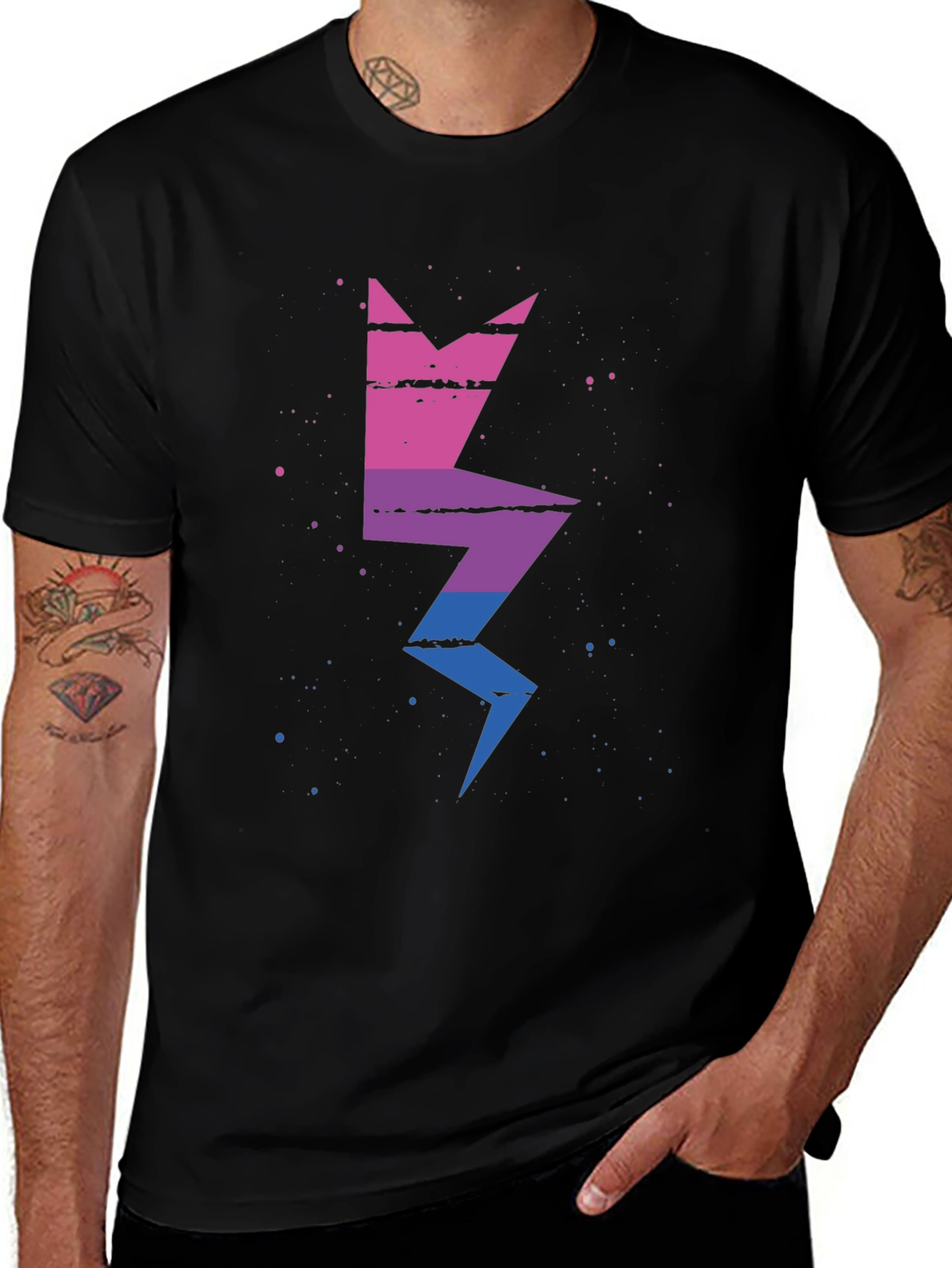 Variant 5 of Bisexual Pride Lightning Bolt Graphic Tee