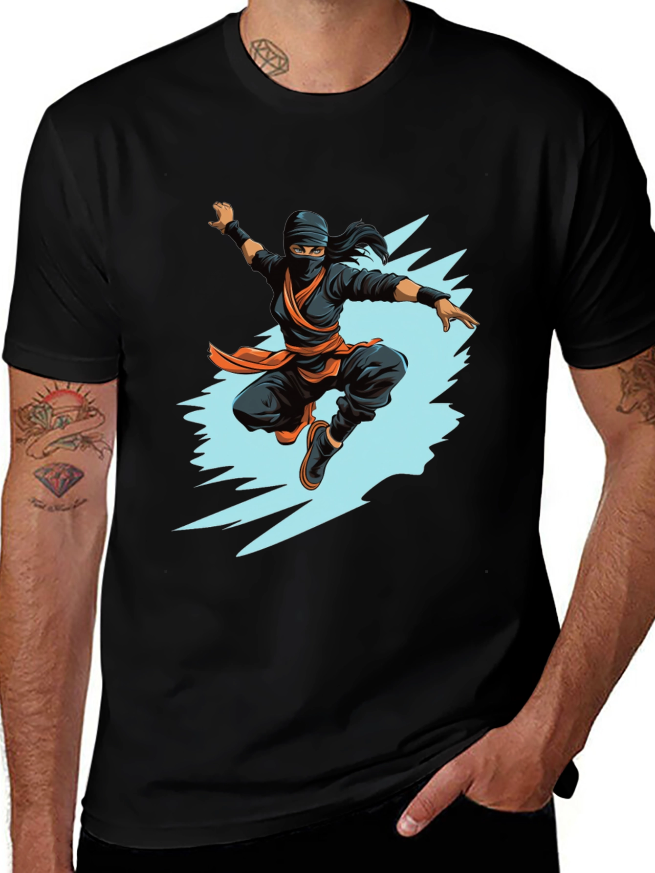 Variant 2 of Ninja Warrior Graphic T-Shirt - Stealth Style