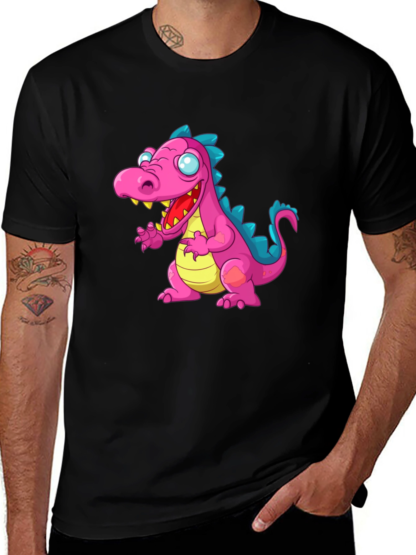 Dinosaur Graphic Tee - Men's Black T-Shirt