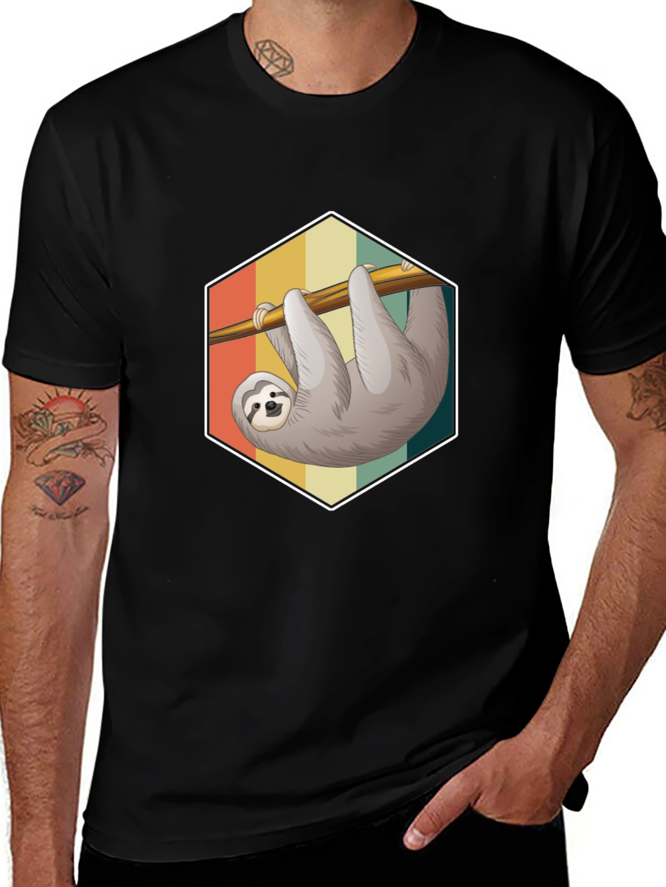 Variant 21 of Sloth Graphic Tee - Retro Style