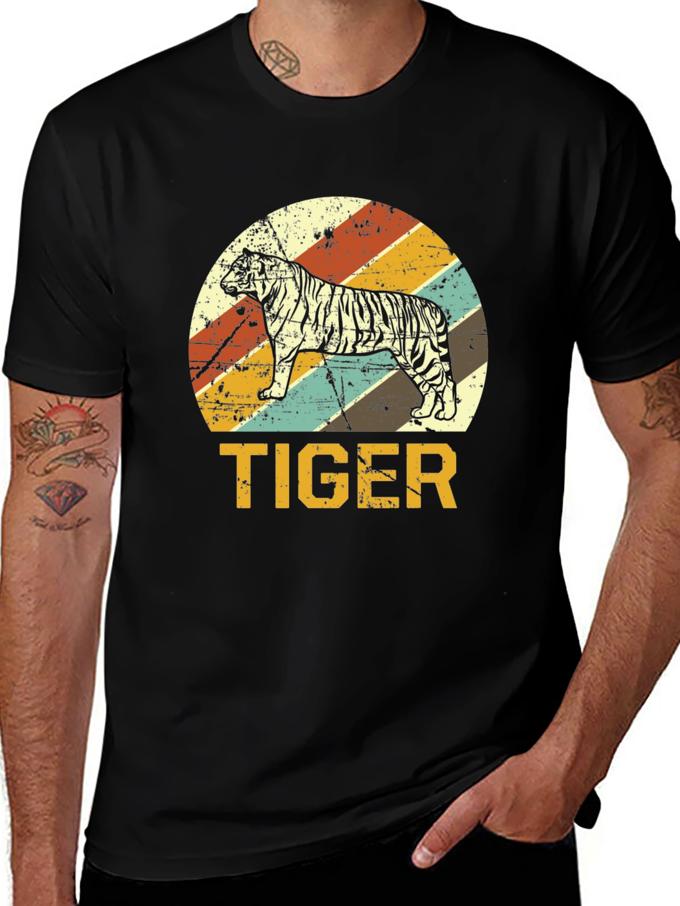 Variant 25 of Retro Tiger Graphic Tee - Vintage Style Animal Print Shirt