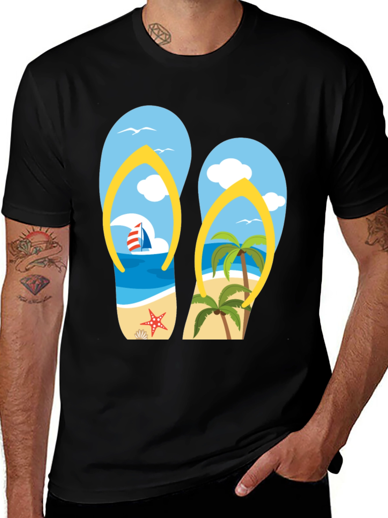 Variant 28 of Beach Flip Flop Graphic T-Shirt