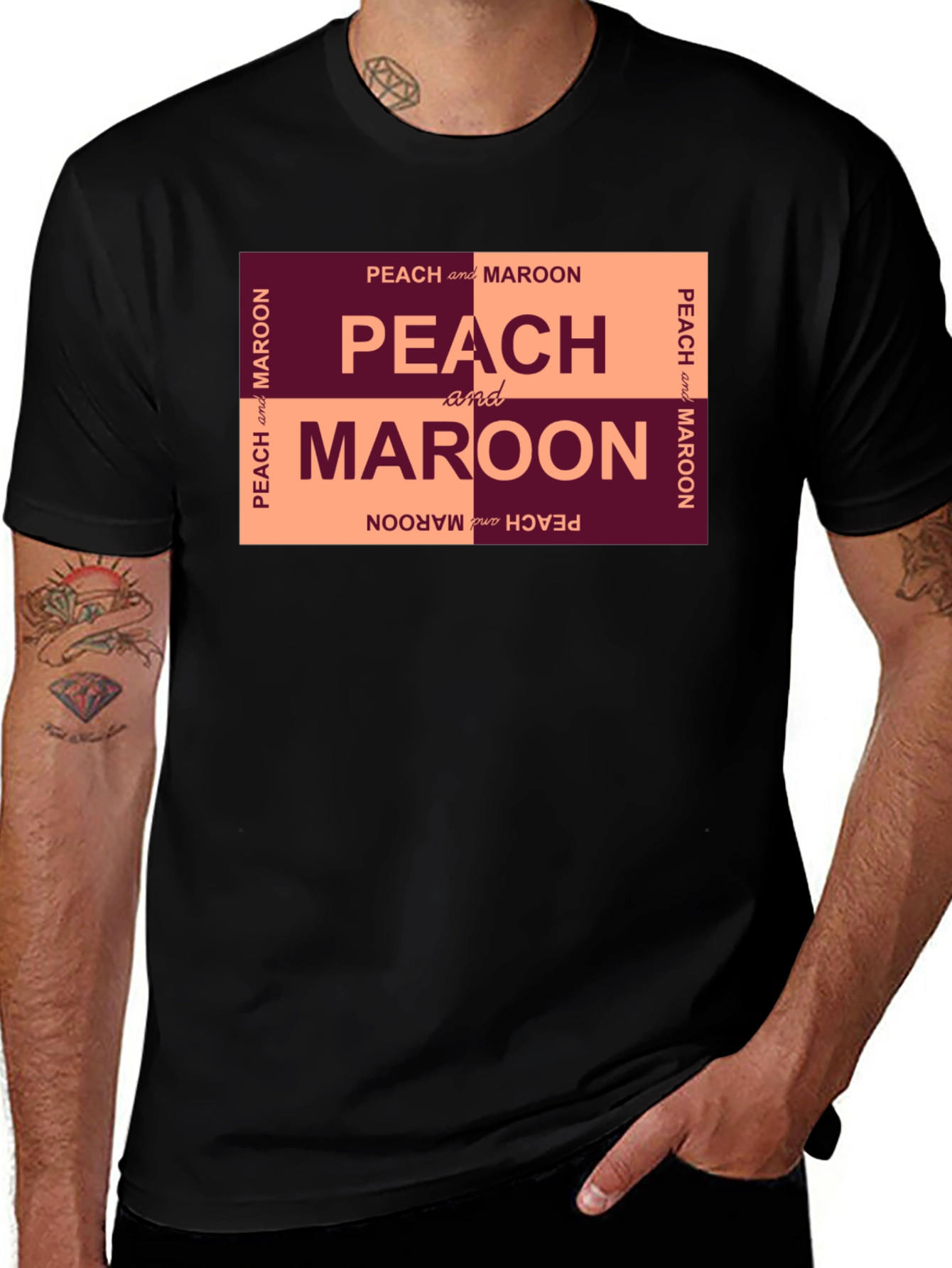 Variant 10 of Peach and Maroon Graphic T-Shirt