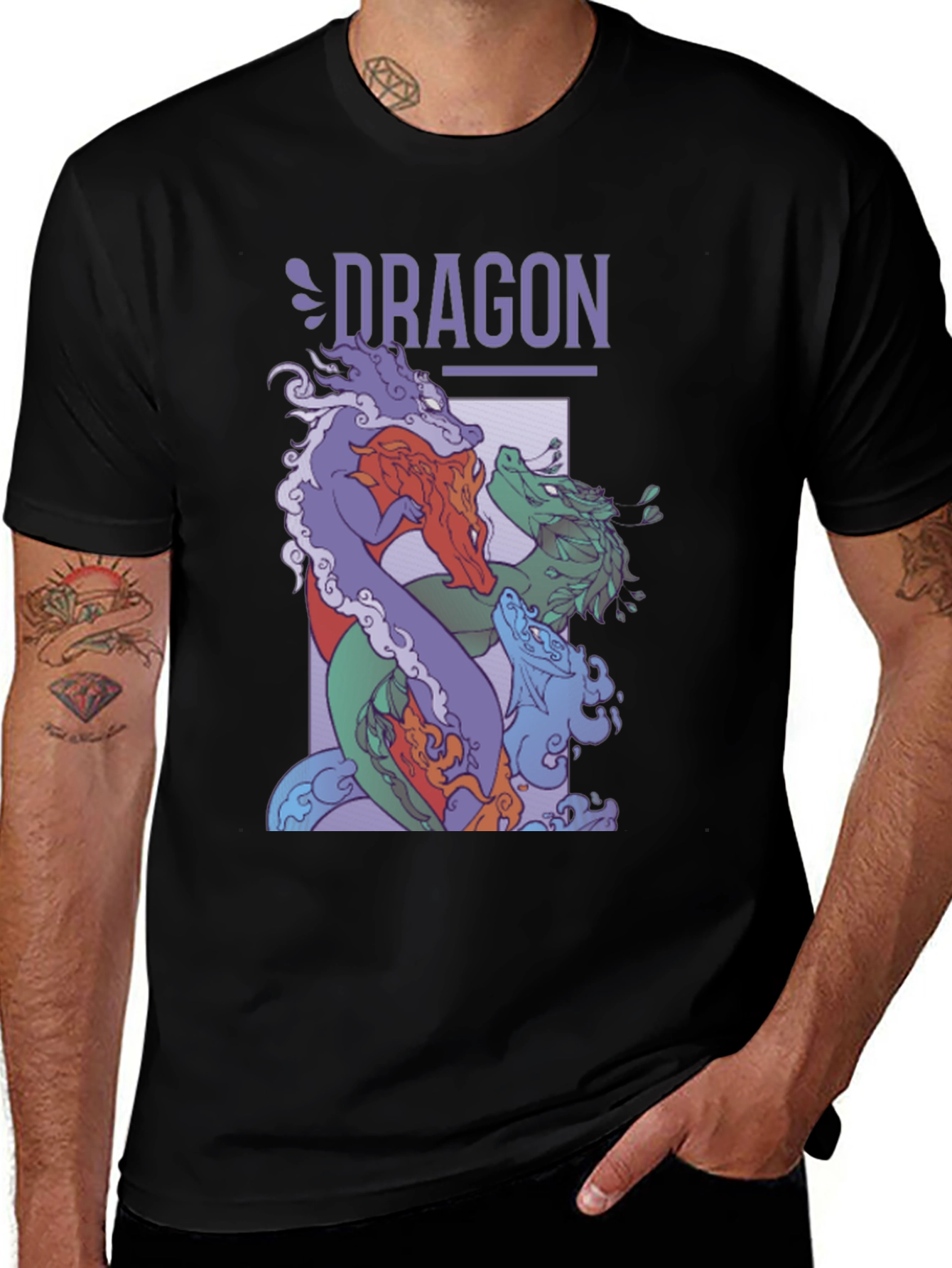 Variant 16 of Dragon Graphic Print Tee - Black T-Shirt