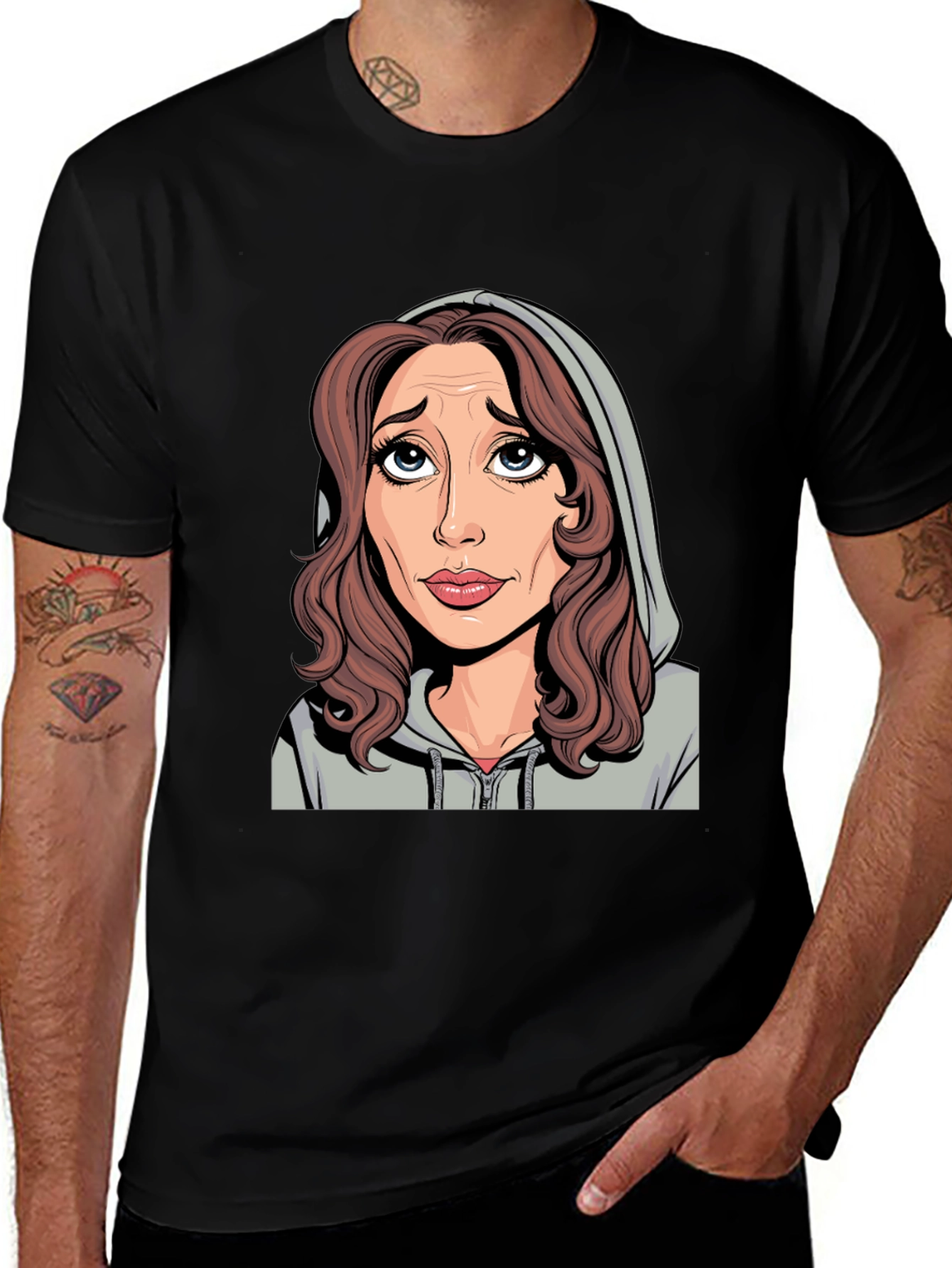 Variant 7 of Cartoon Woman Hoodie Graphic T-Shirt