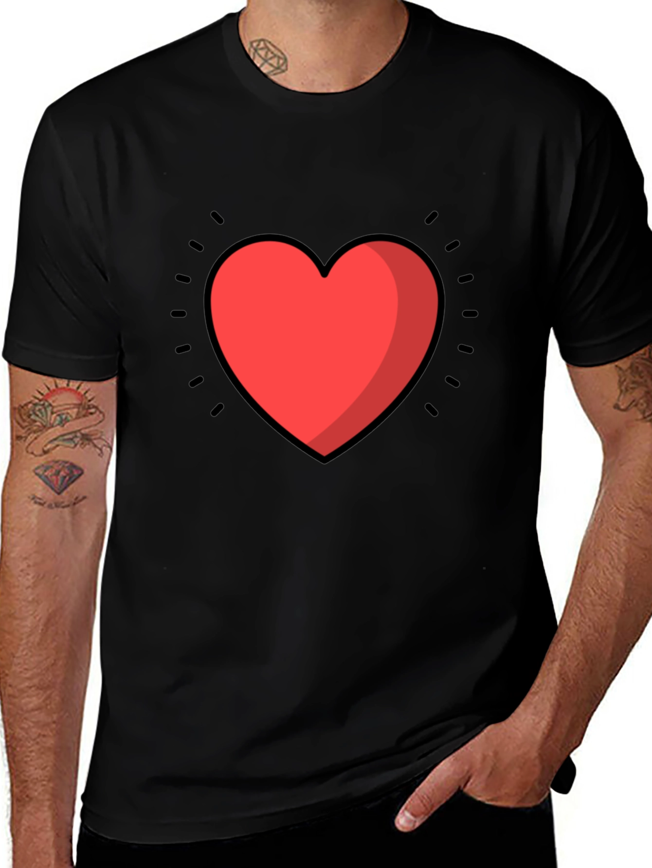 Variant 27 of Heart Graphic Black T-Shirt