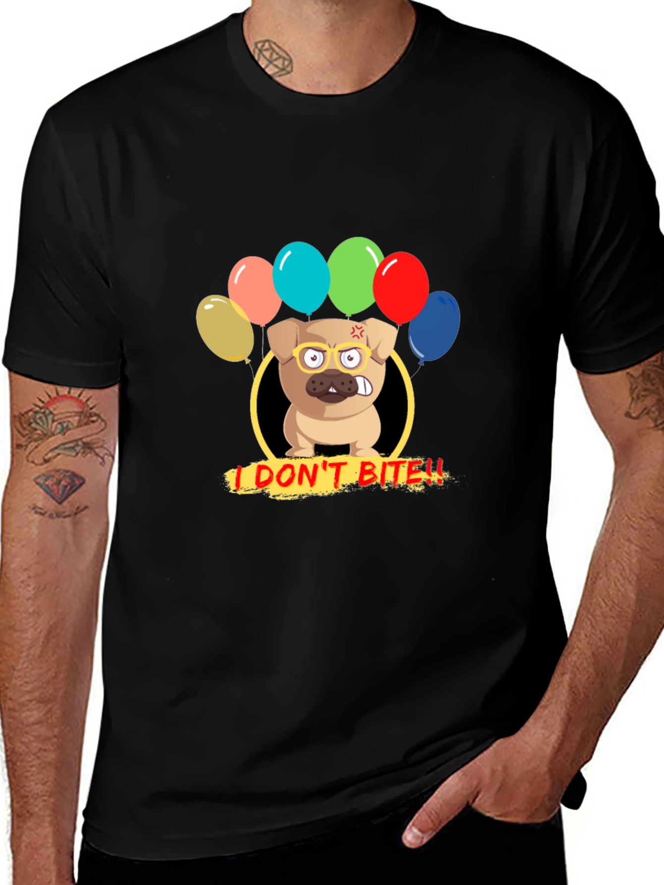 Variant 12 of Funny Pug T-Shirt - I Don't Bite Graphic Tee
