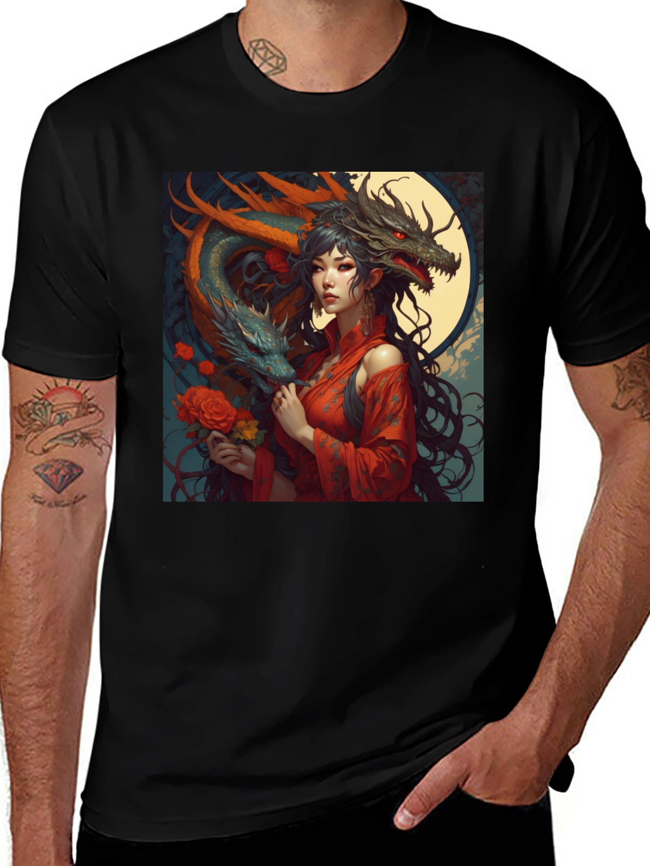 Variant 9 of Dragon Queen Graphic Tee - Black