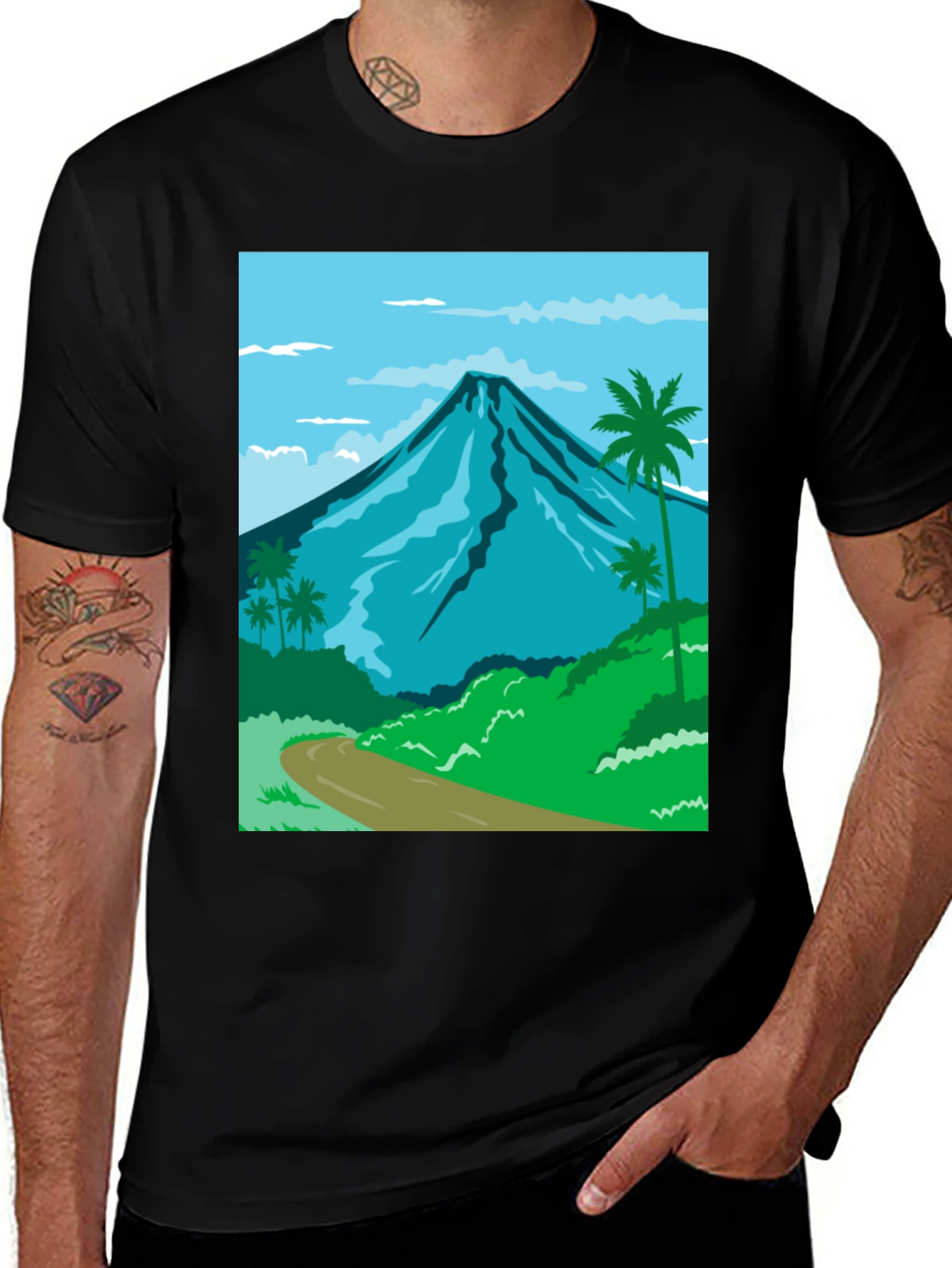 Variant 23 of Mountain and Palm Tree Graphic Tee