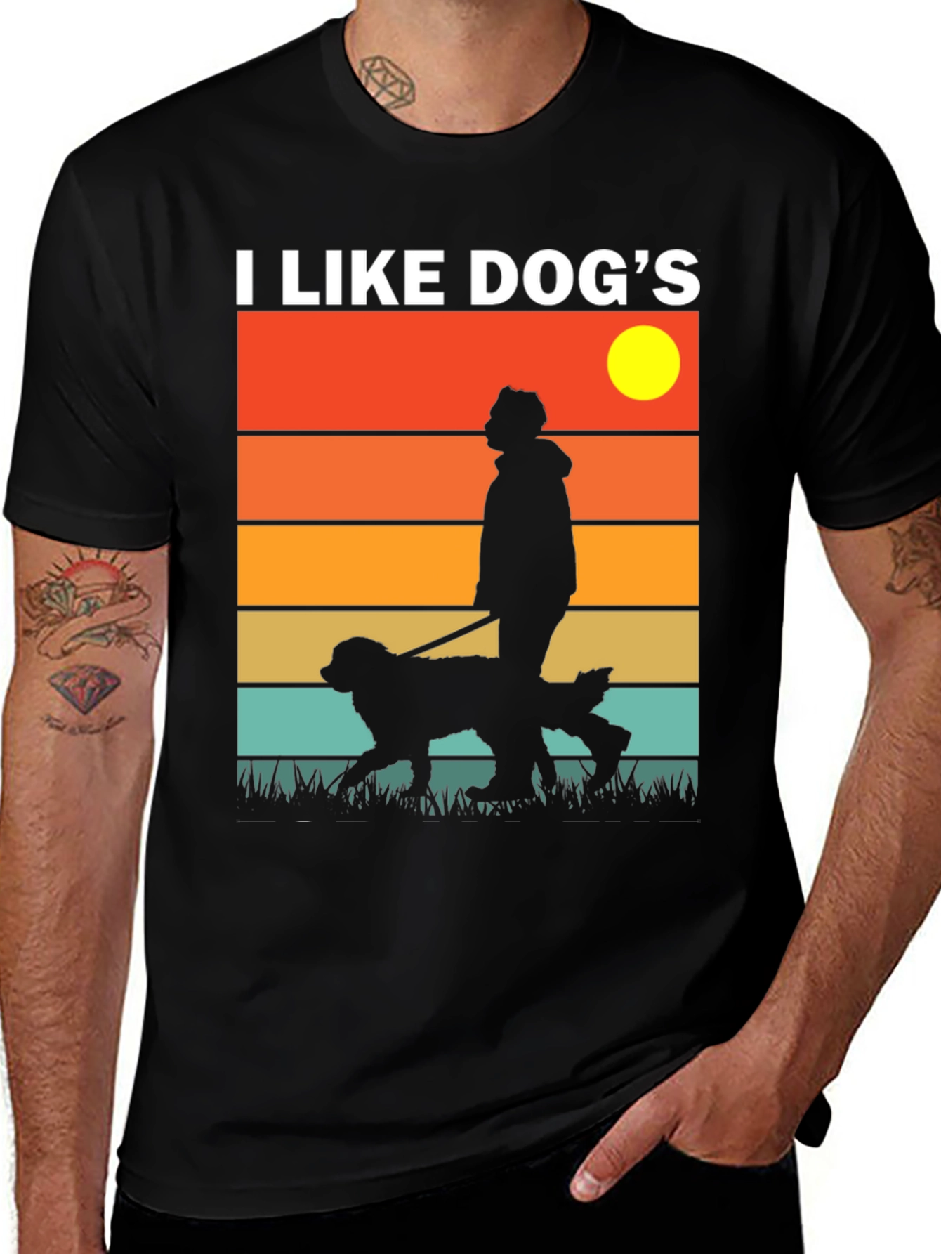 Variant 22 of I Like Dogs Graphic Tee - Sunset Design