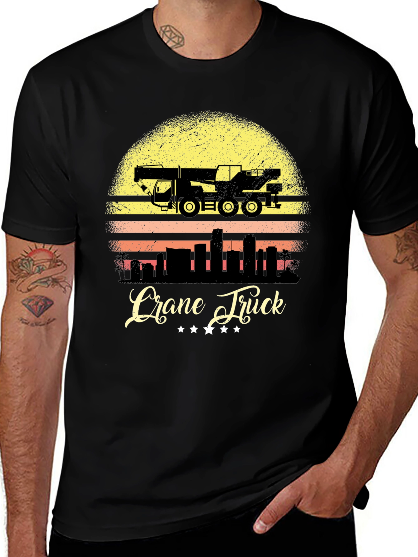 Variant 10 of Crane Truck Graphic Tee - Vintage Style