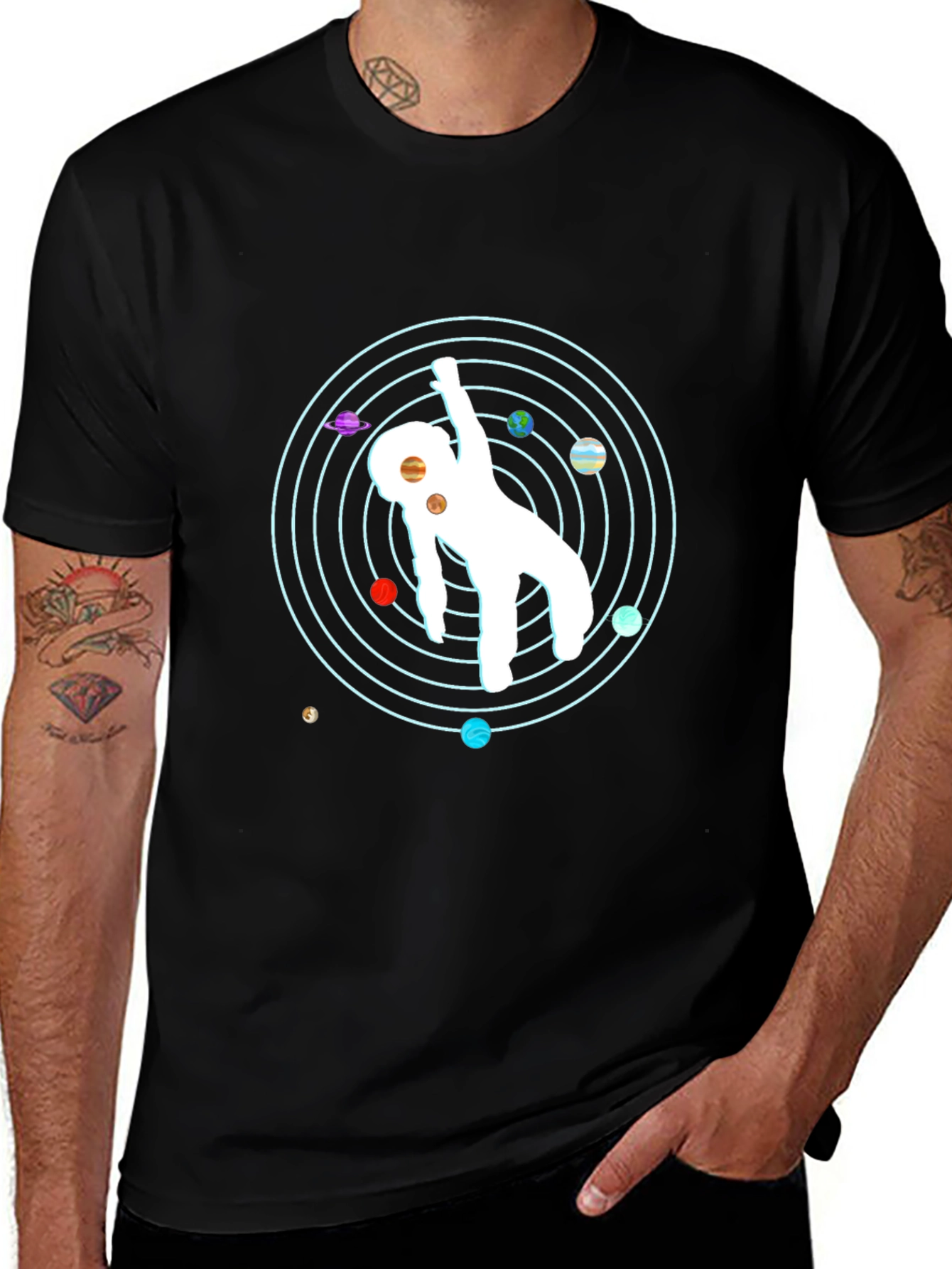 Variant 5 of Astronaut Planets Graphic Tee - Unisex Black T-Shirt