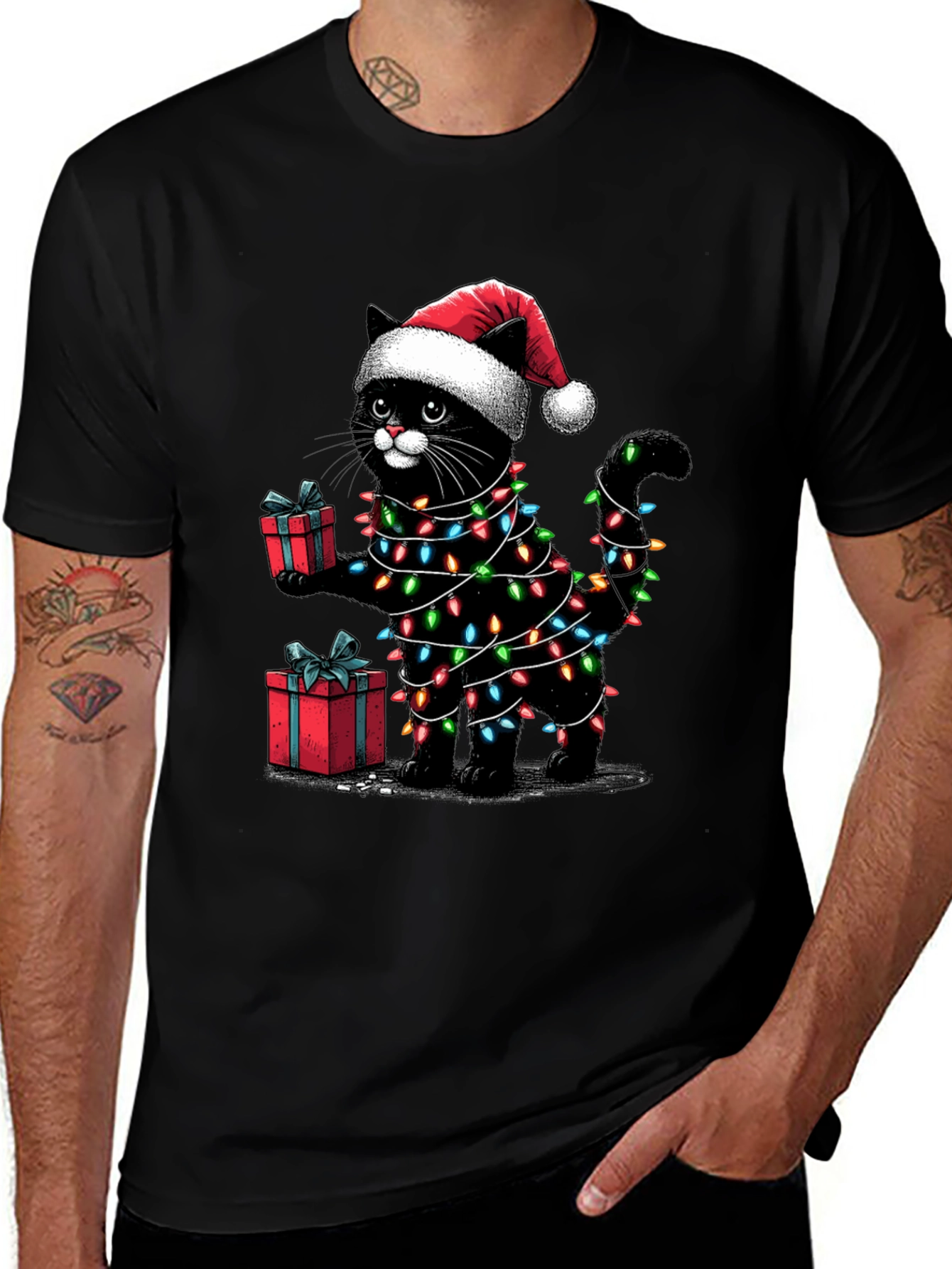 Festive Cat Christmas T-Shirt
