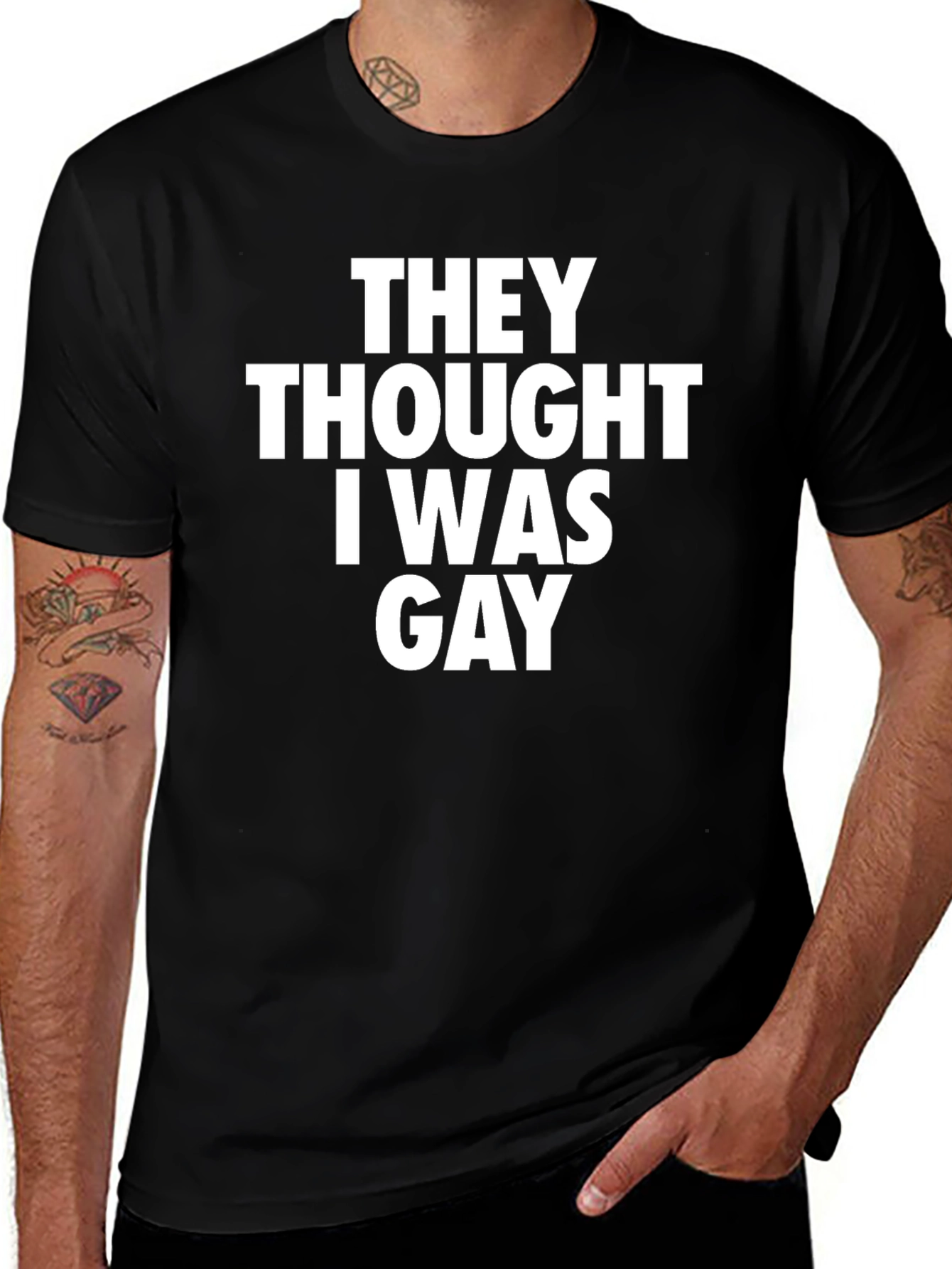 Black They Thought I Was Gay Graphic Tee main image