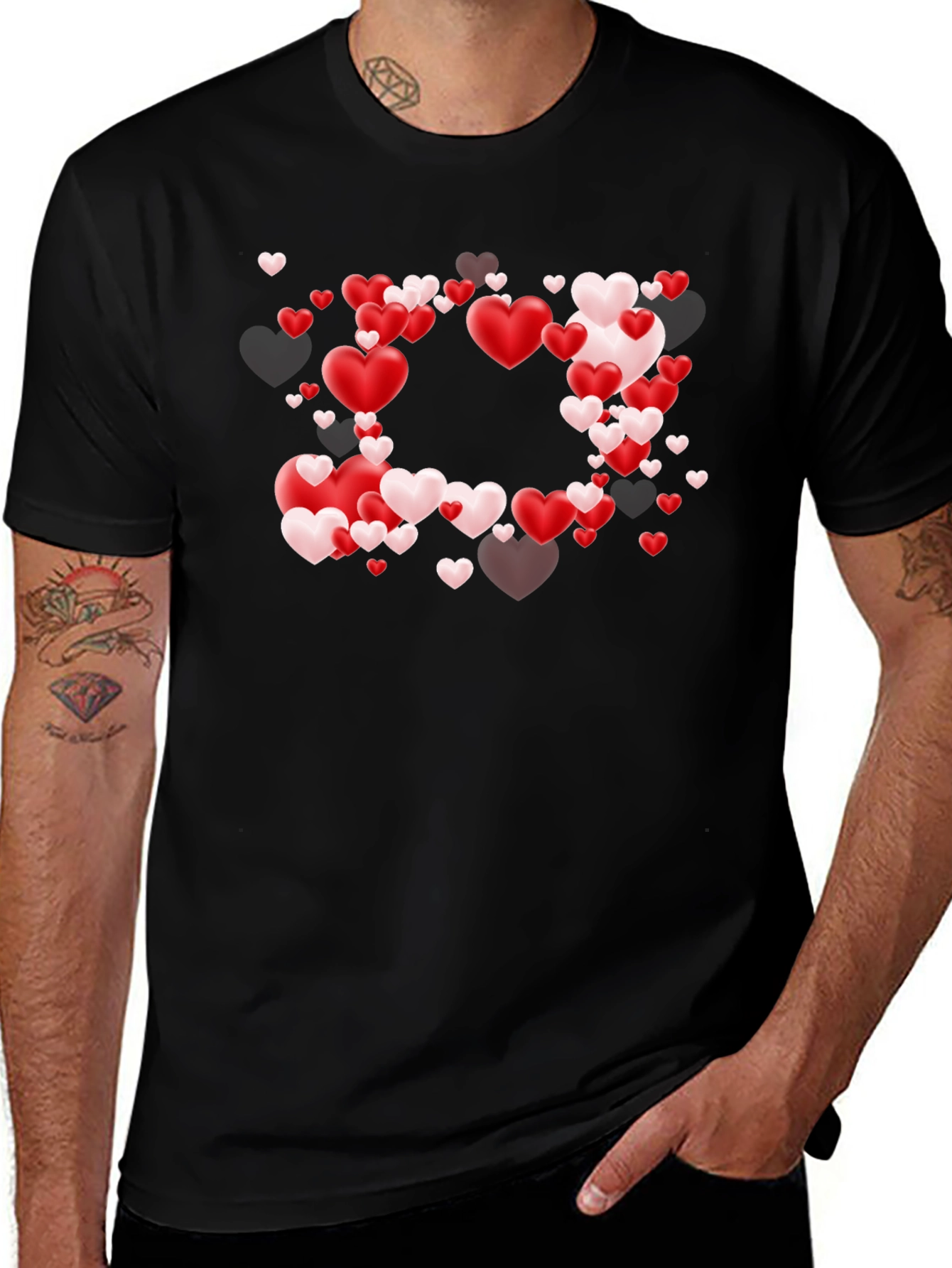 Variant 21 of Heart Graphic Black T-Shirt