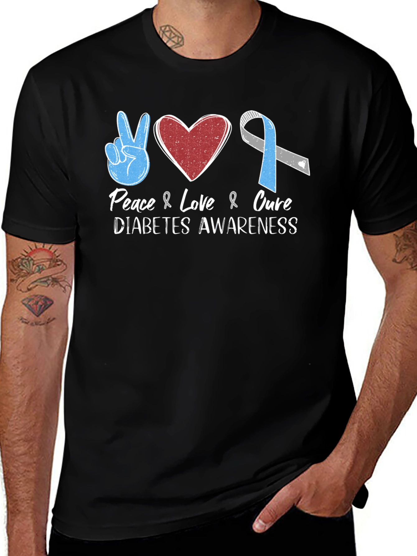 Peace Love Cure Diabetes Awareness T-Shirt
