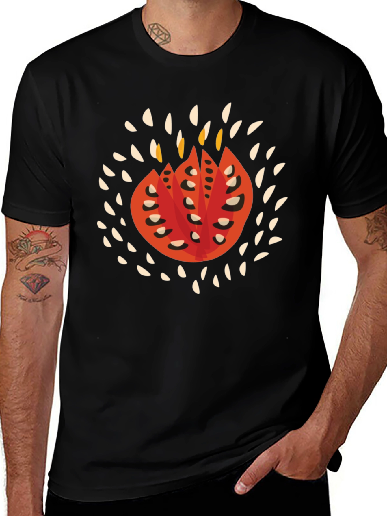 Variant 12 of Abstract Fire Graphic Tee - Men's Black T-Shirt
