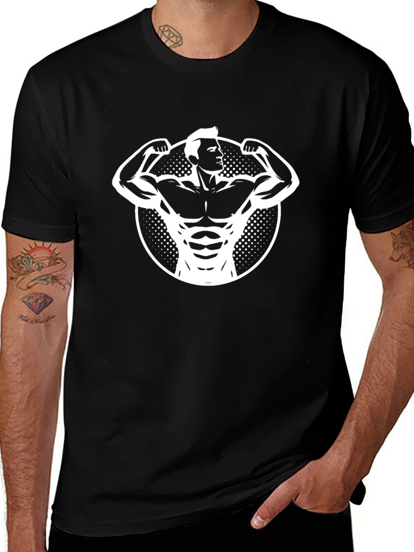 Variant 15 of Black T-Shirt with Bodybuilder Graphic