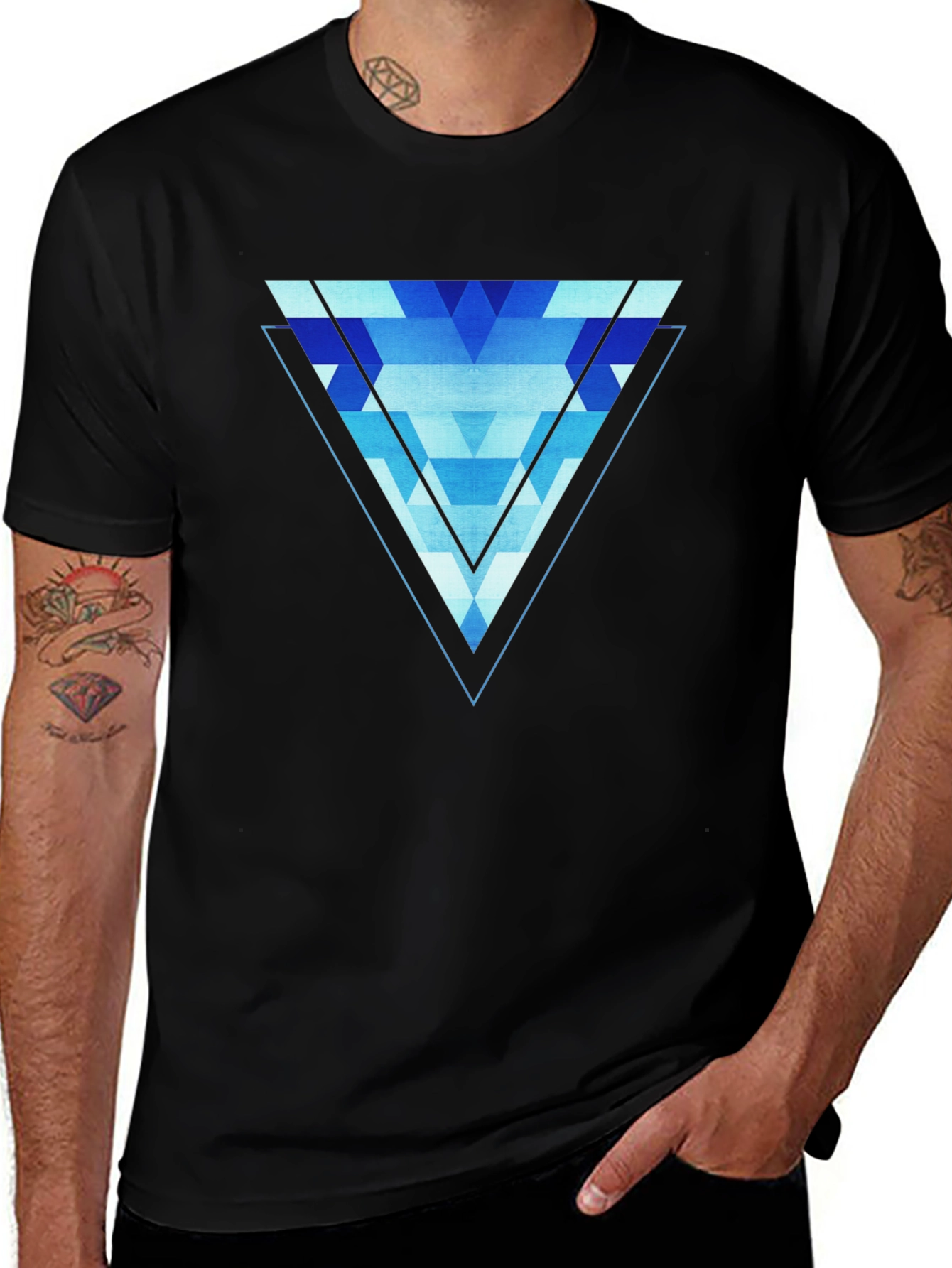 Variant 11 of Geometric Blue Triangle Graphic Tee
