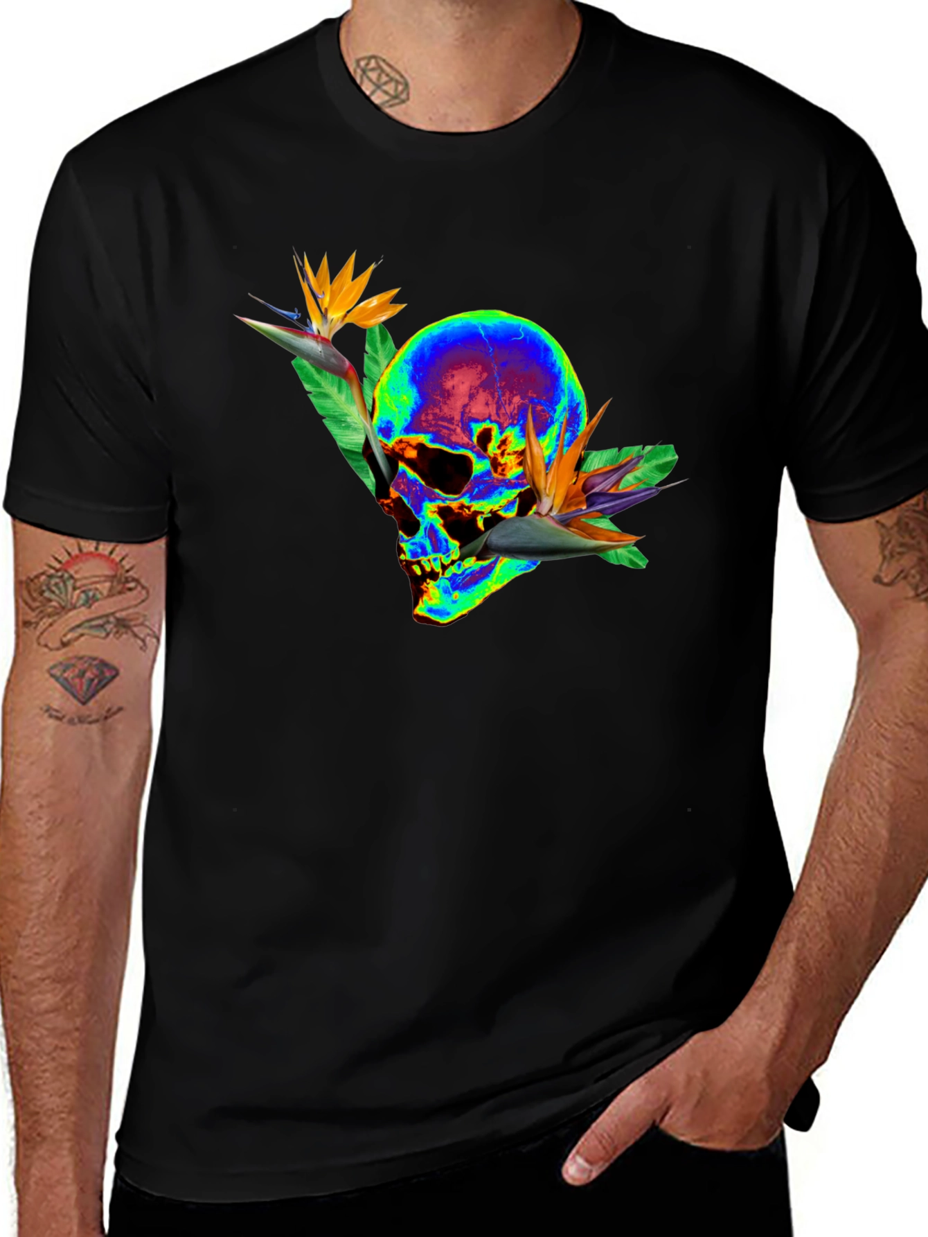Variant 11 of Skull & Bird of Paradise Graphic Tee