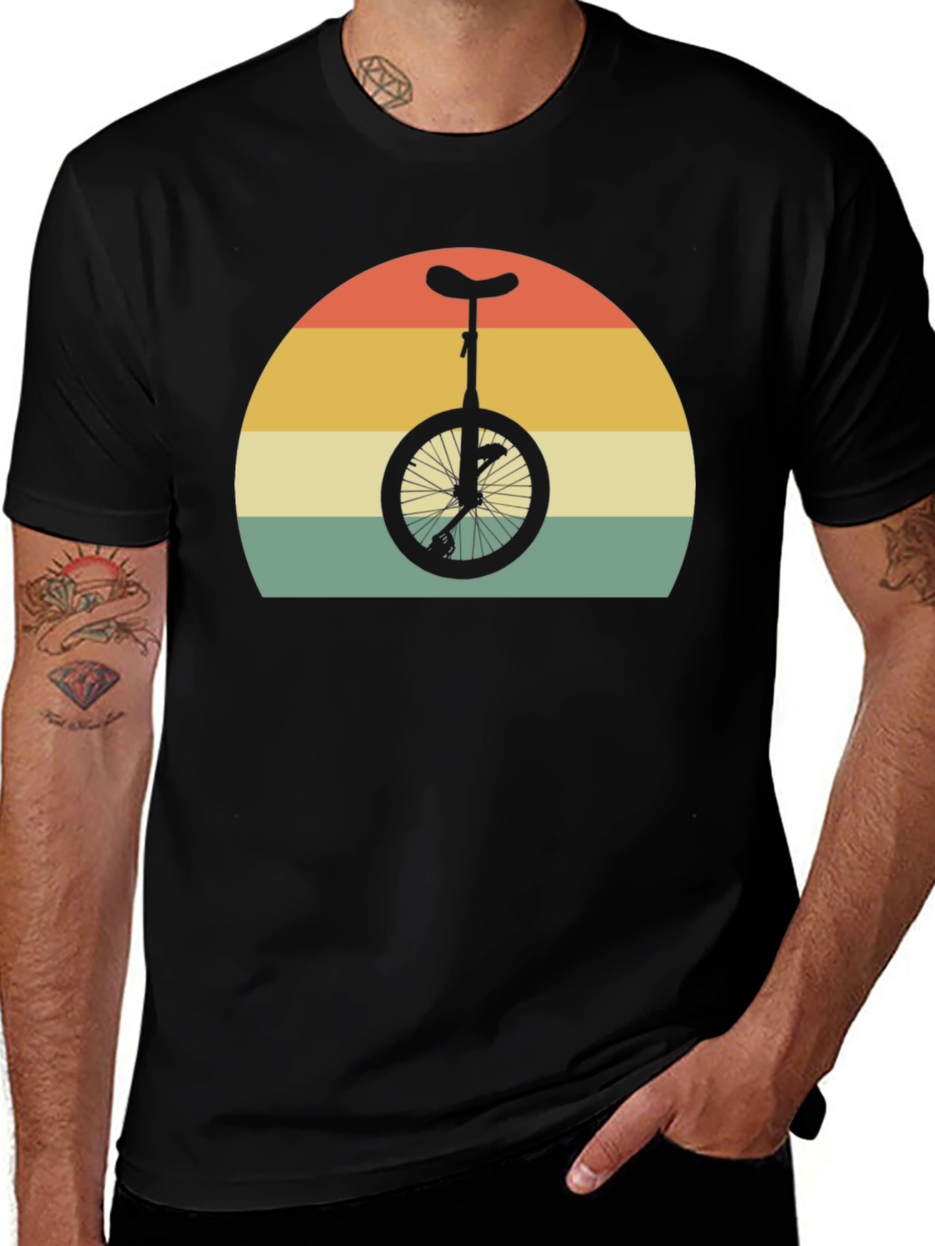 Variant 19 of Retro Unicycle Sunset Graphic T-Shirt