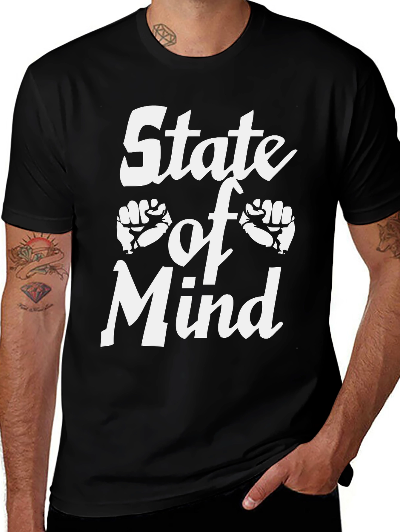 Variant 10 of State of Mind Graphic Tee - Black Cotton T-Shirt