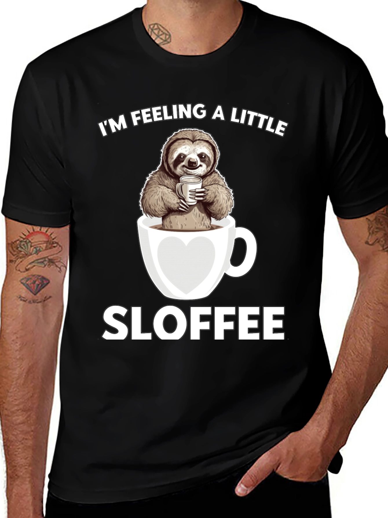Variant 21 of Sloth Coffee Graphic Tee - "Sloffee" Funny T-Shirt