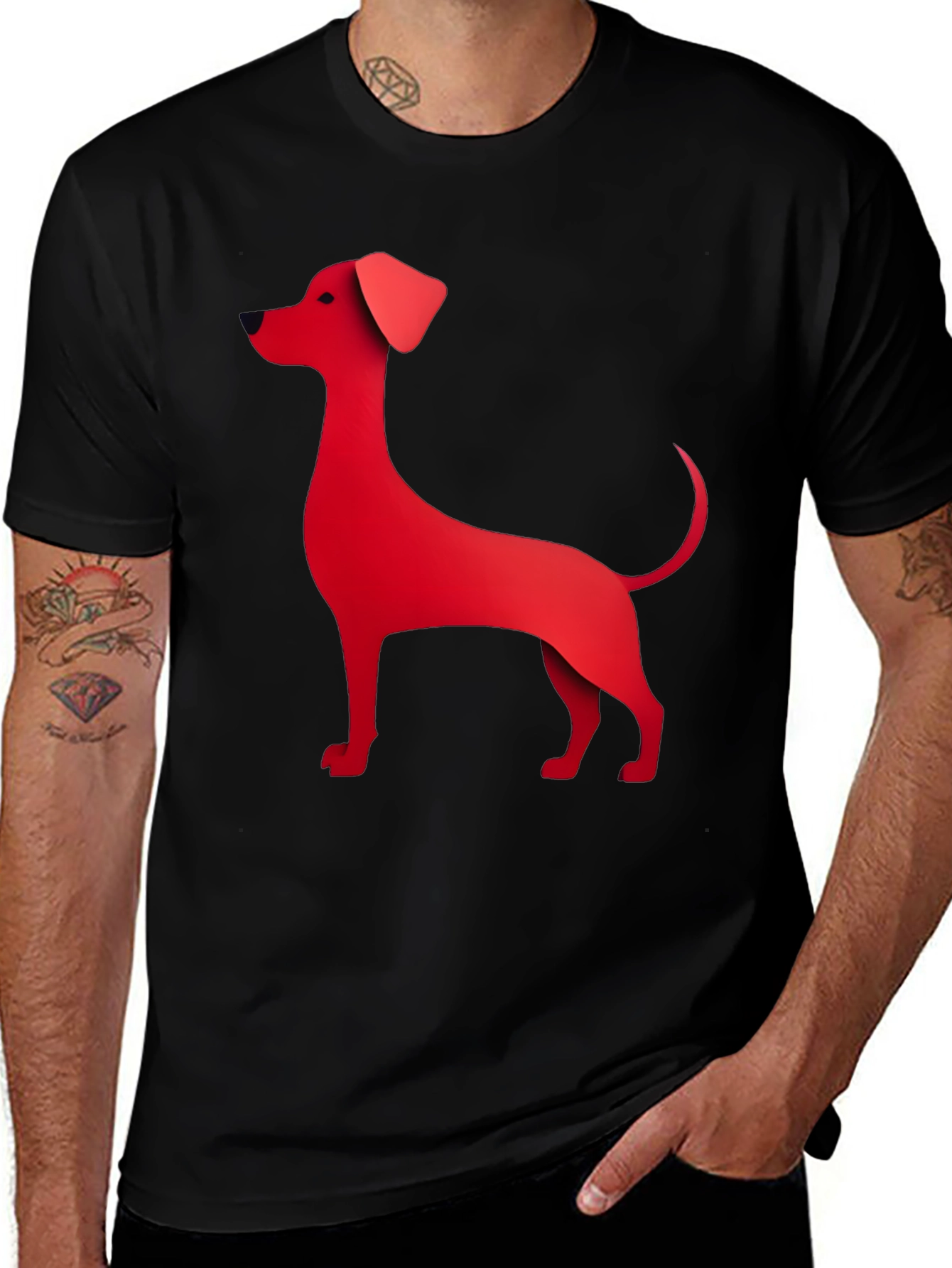 Variant 15 of Red Dog Graphic Tee - Black Cotton Blend T-Shirt