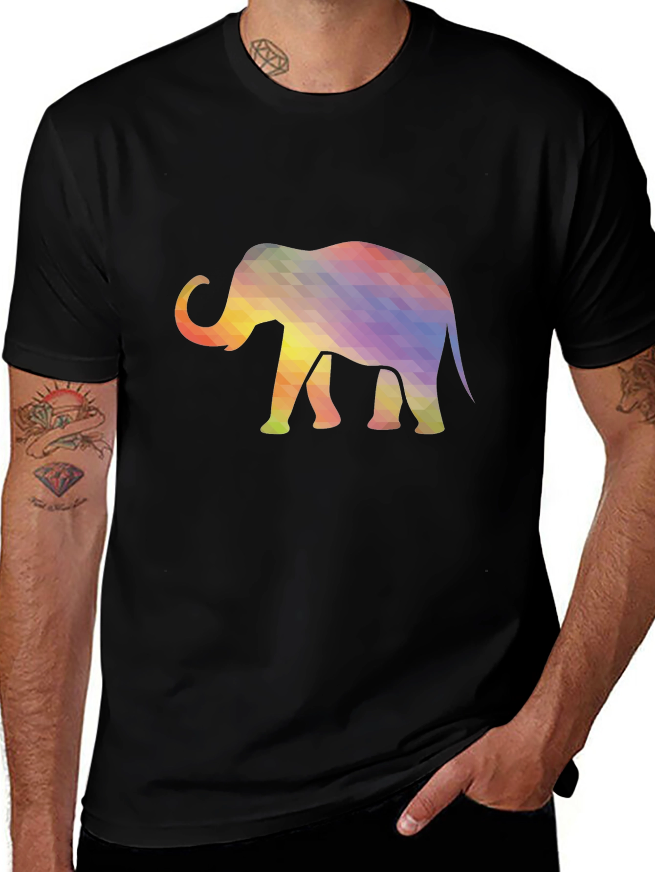 Variant 24 of Geometric Elephant Graphic Tee - Modern Casual Style