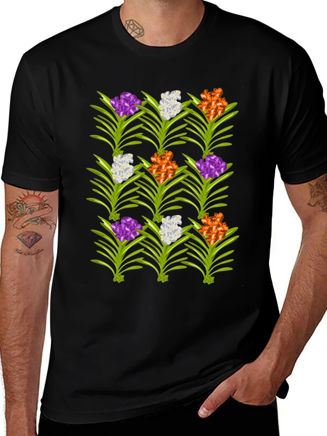 Variant 12 of Floral Pattern Men's Black T-Shirt