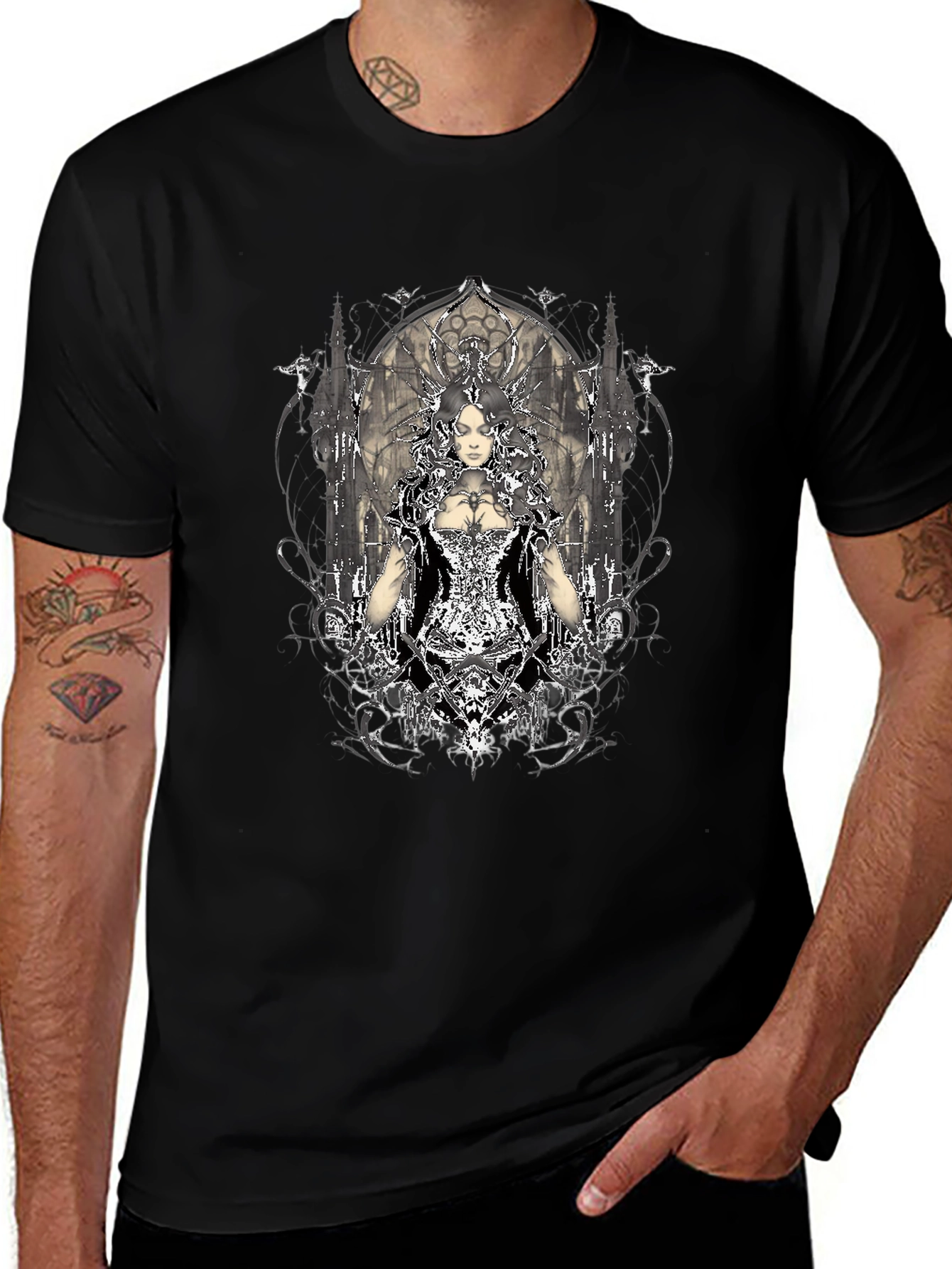 Variant 8 of Gothic Queen Graphic T-Shirt - Black