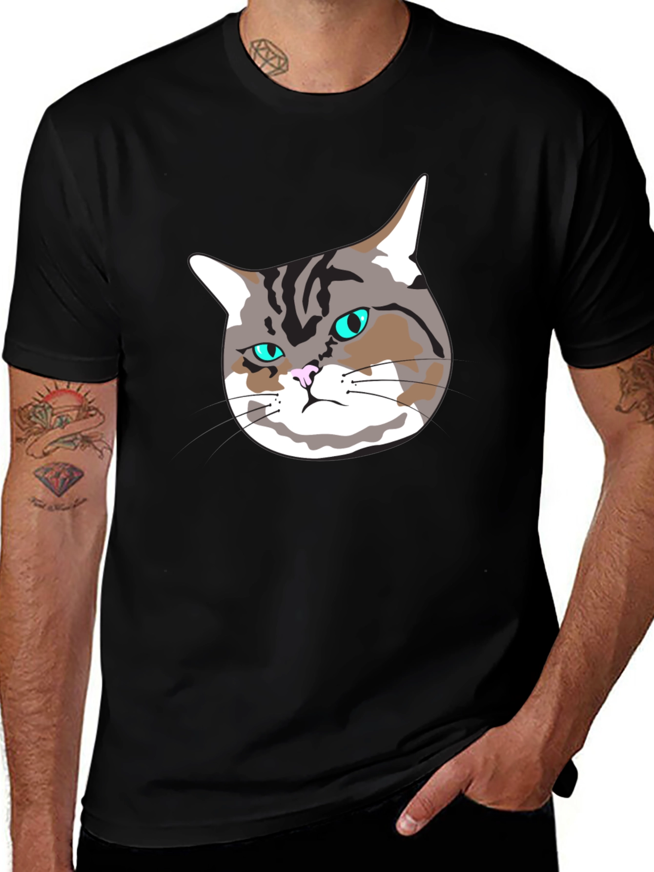 Variant 30 of Grumpy Cat Face Graphic Black T-Shirt
