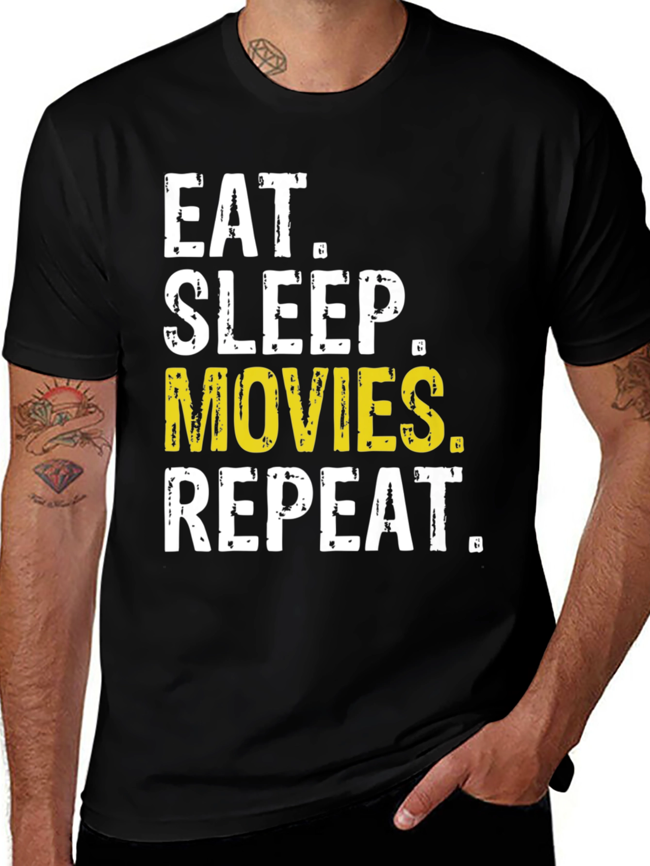Variant 30 of Eat Sleep Movies Repeat Graphic Tee
