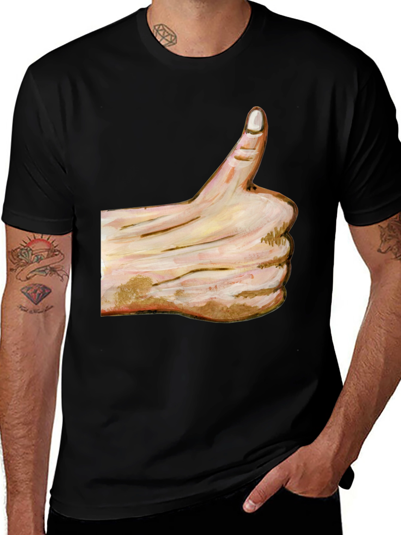 Variant 24 of Thumbs Up Graphic Black Tee