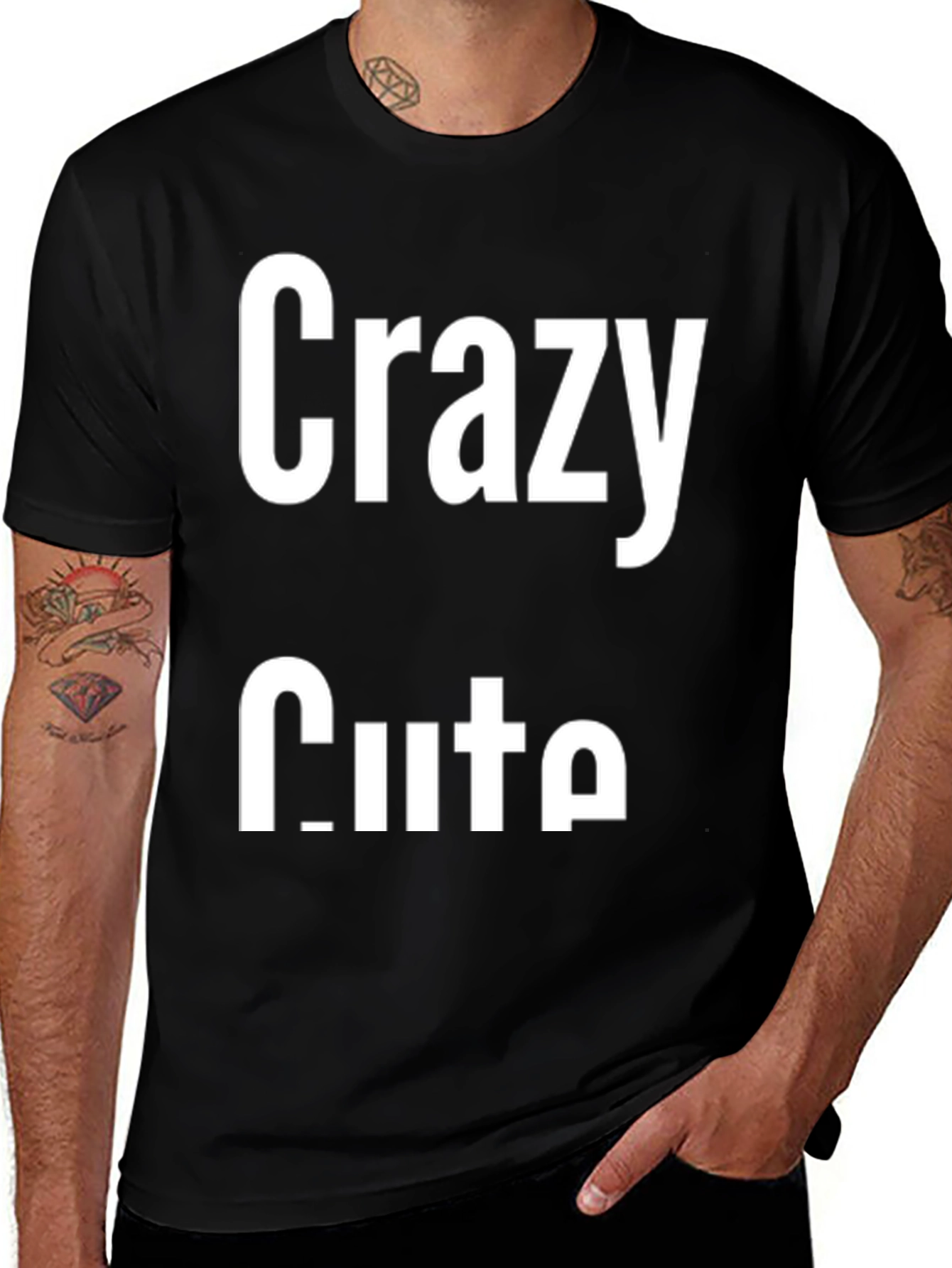 Variant 25 of Crazy Cute Graphic Tee - Black Crewneck T-Shirt