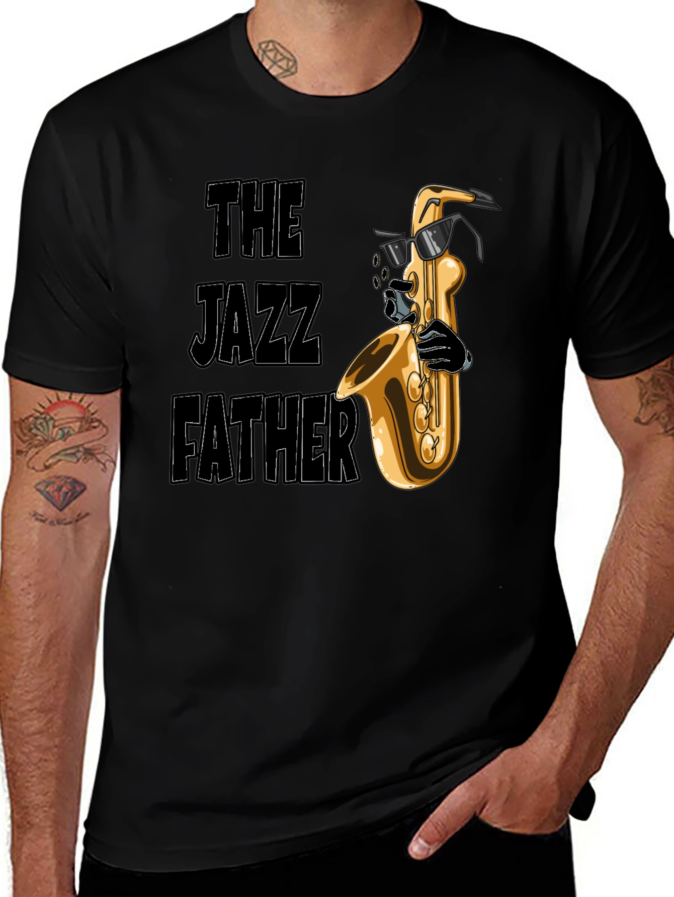 The Jazz Father T-Shirt - Cool Saxophone Graphic Tee