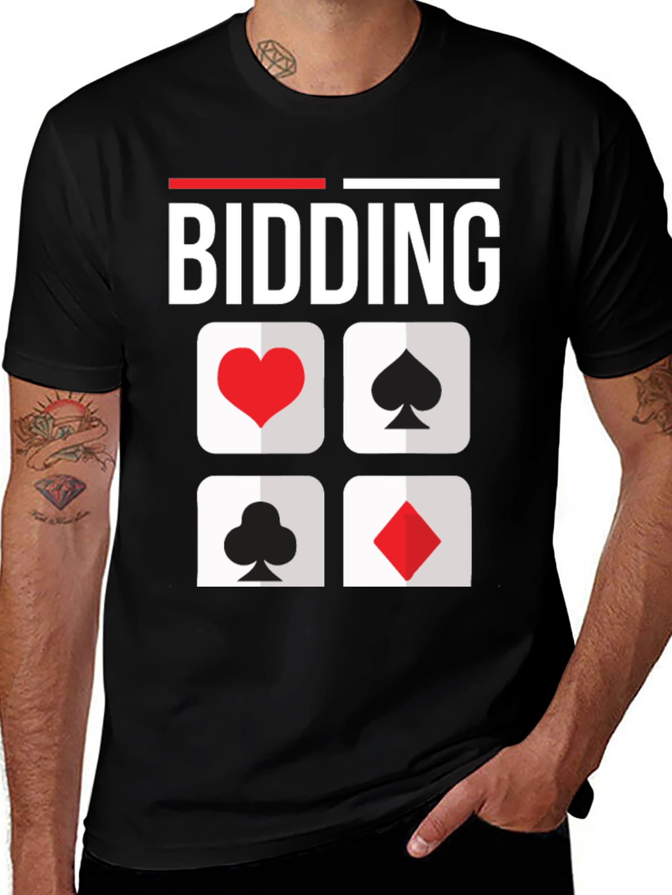 Variant 4 of Bidding Card Suit T-Shirt - Poker Game Tee