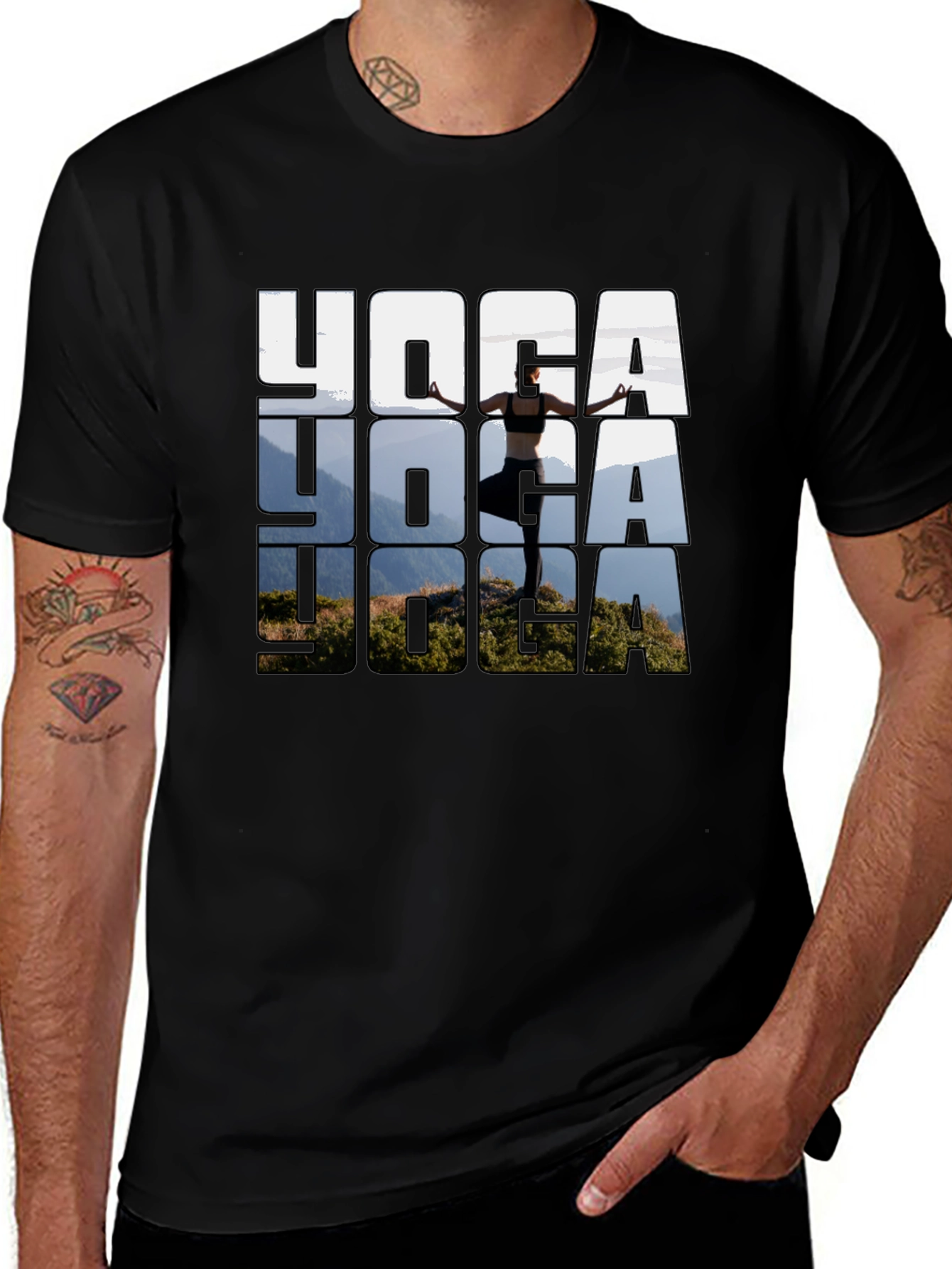 Variant 3 of Yoga T-Shirt: Mountain View Design